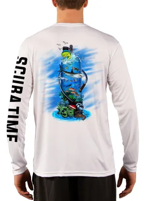 Men's UPF 50 Long Sleeve Microfiber Moisture Wicking Performance Fishing Shirt Scuba Tank