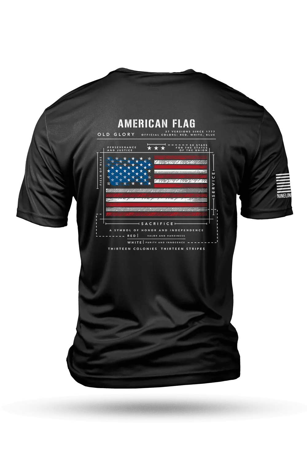 Moisture Wicking T-Shirt - American Flag Schematic