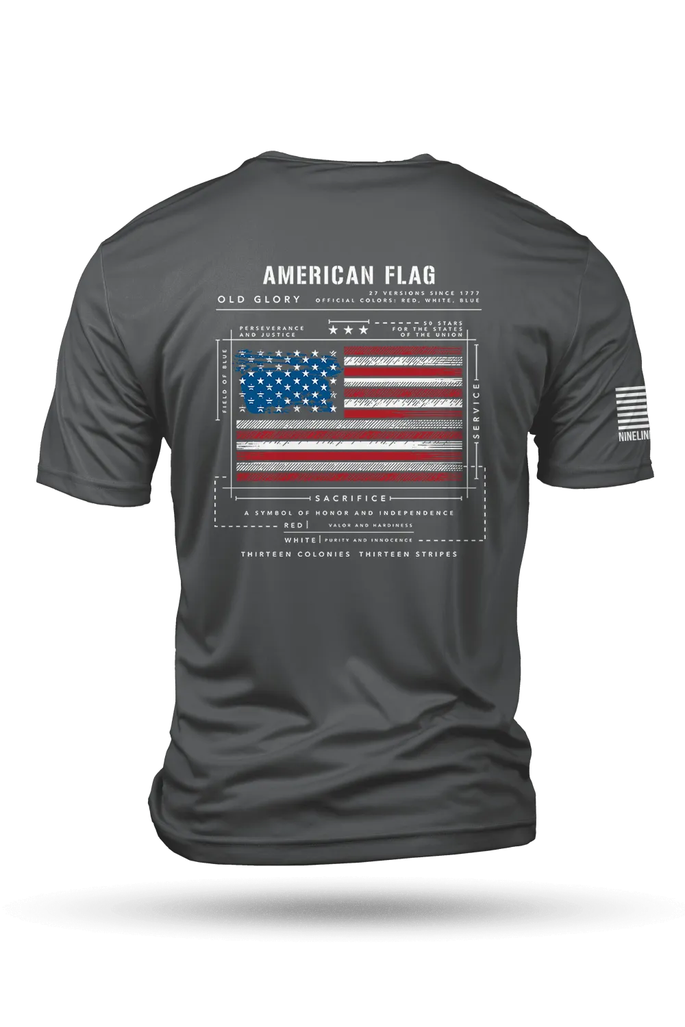 Moisture Wicking T-Shirt - American Flag Schematic