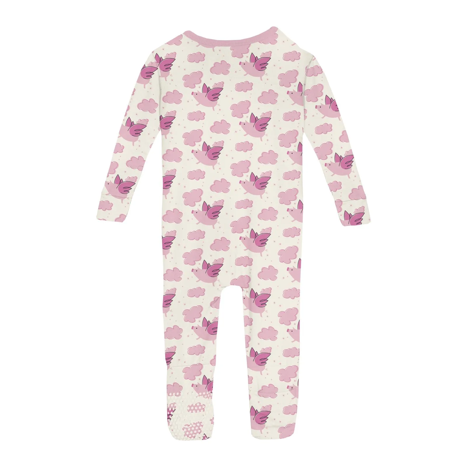 Natural Flying Pigs Convertible Sleeper with Zipper - Kickee Pants
