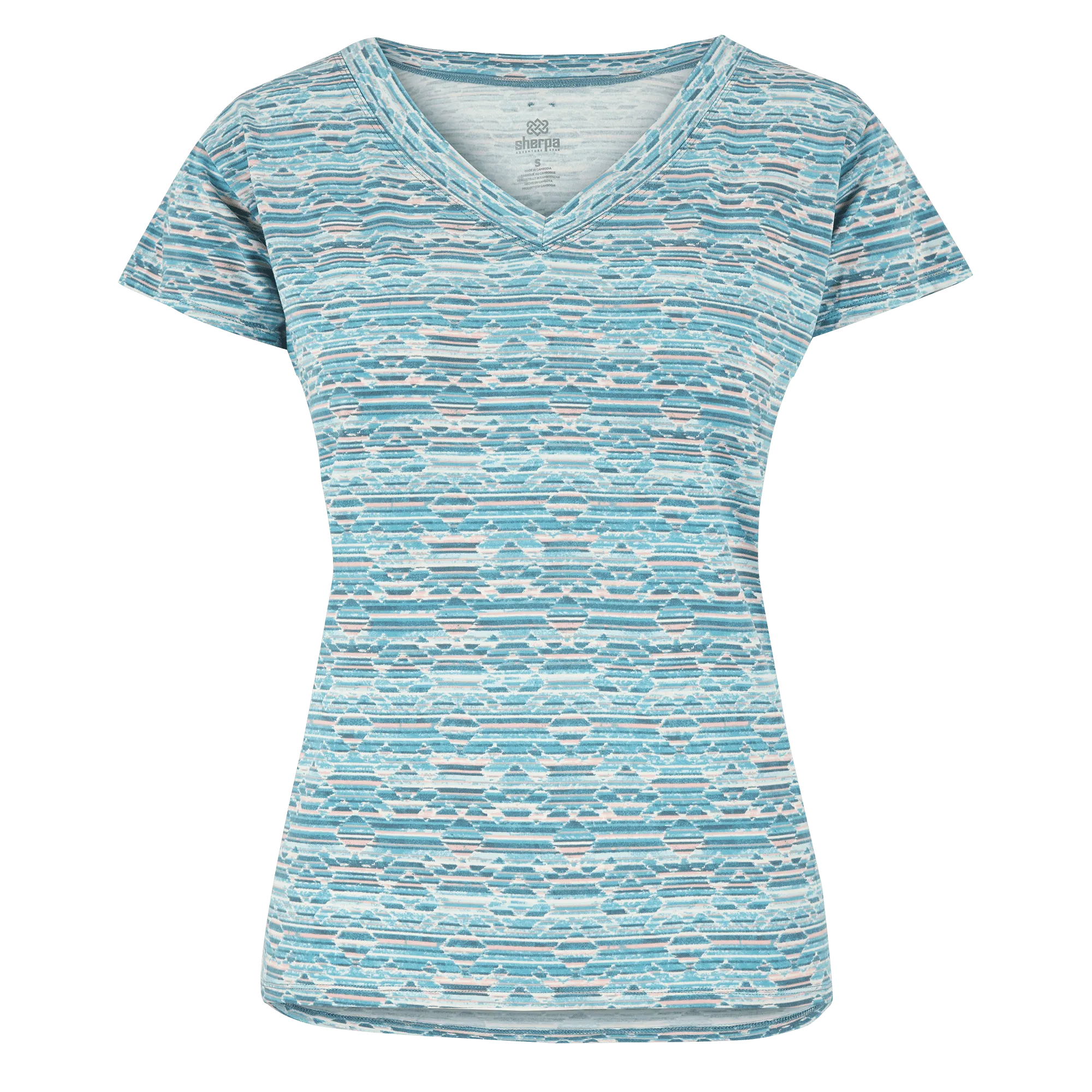 Neha V-Neck T-Shirt - Haze Tribal Geo