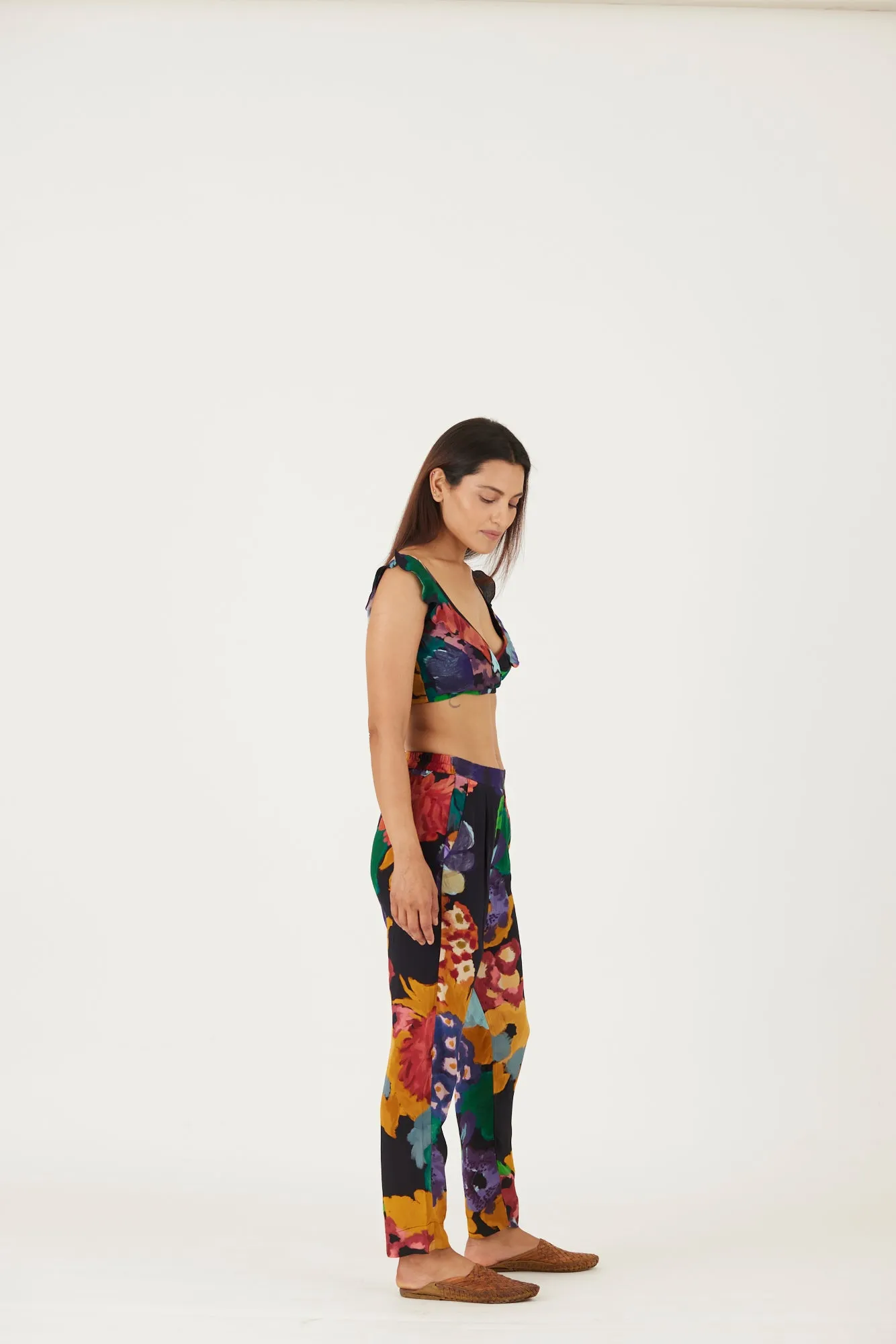 New Season Fall 24/Summer 25-Bralette & Pants Set-Crepe-Farah Black-YAMLS05-Fashion Edit Yam