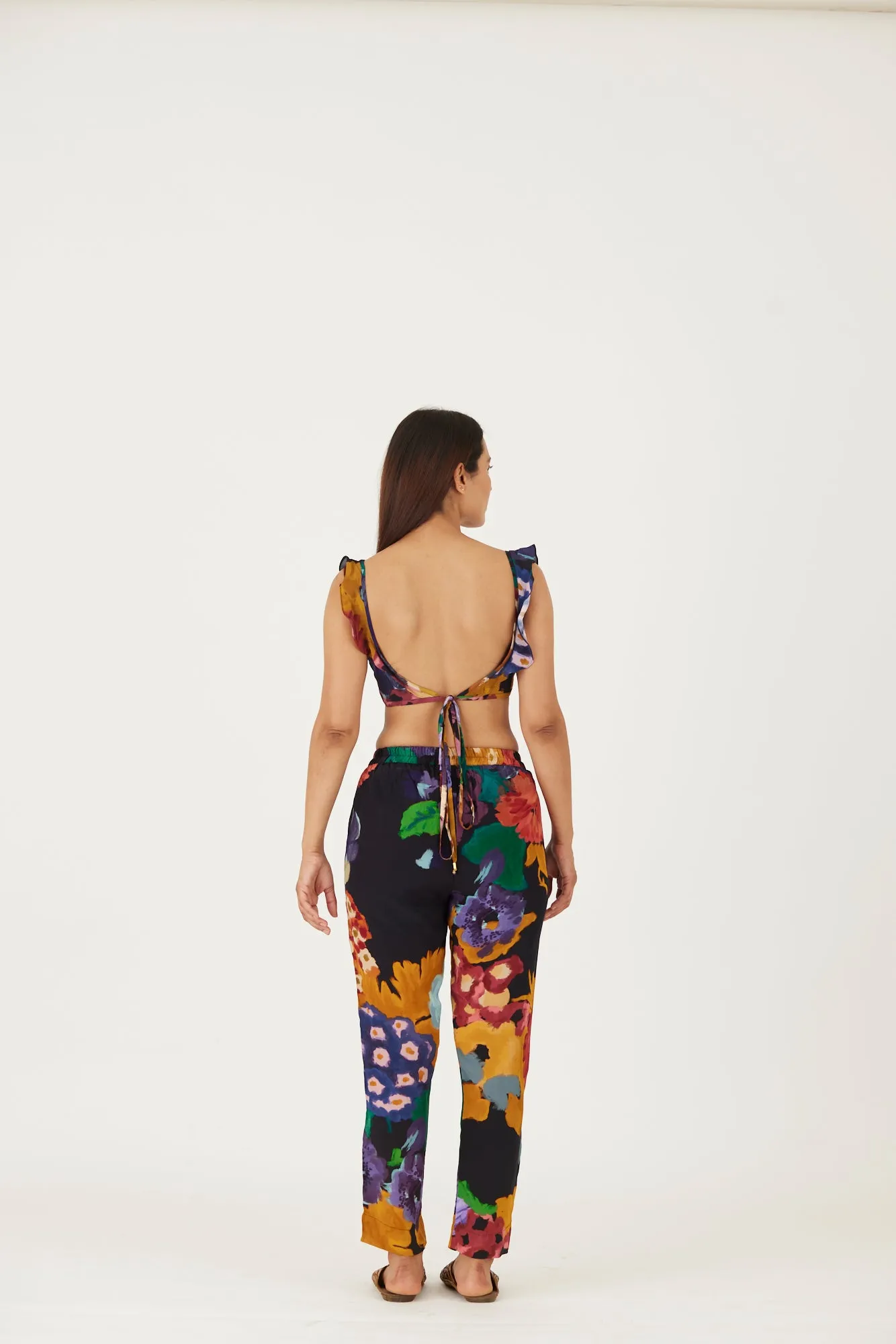 New Season Fall 24/Summer 25-Bralette & Pants Set-Crepe-Farah Black-YAMLS05-Fashion Edit Yam