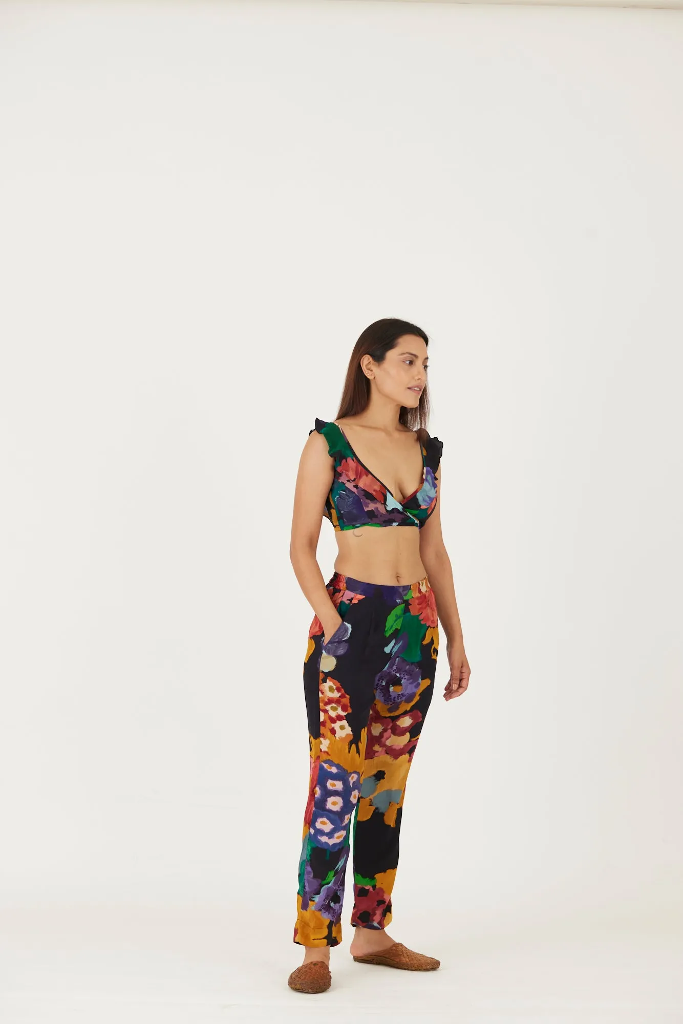 New Season Fall 24/Summer 25-Bralette & Pants Set-Crepe-Farah Black-YAMLS05-Fashion Edit Yam