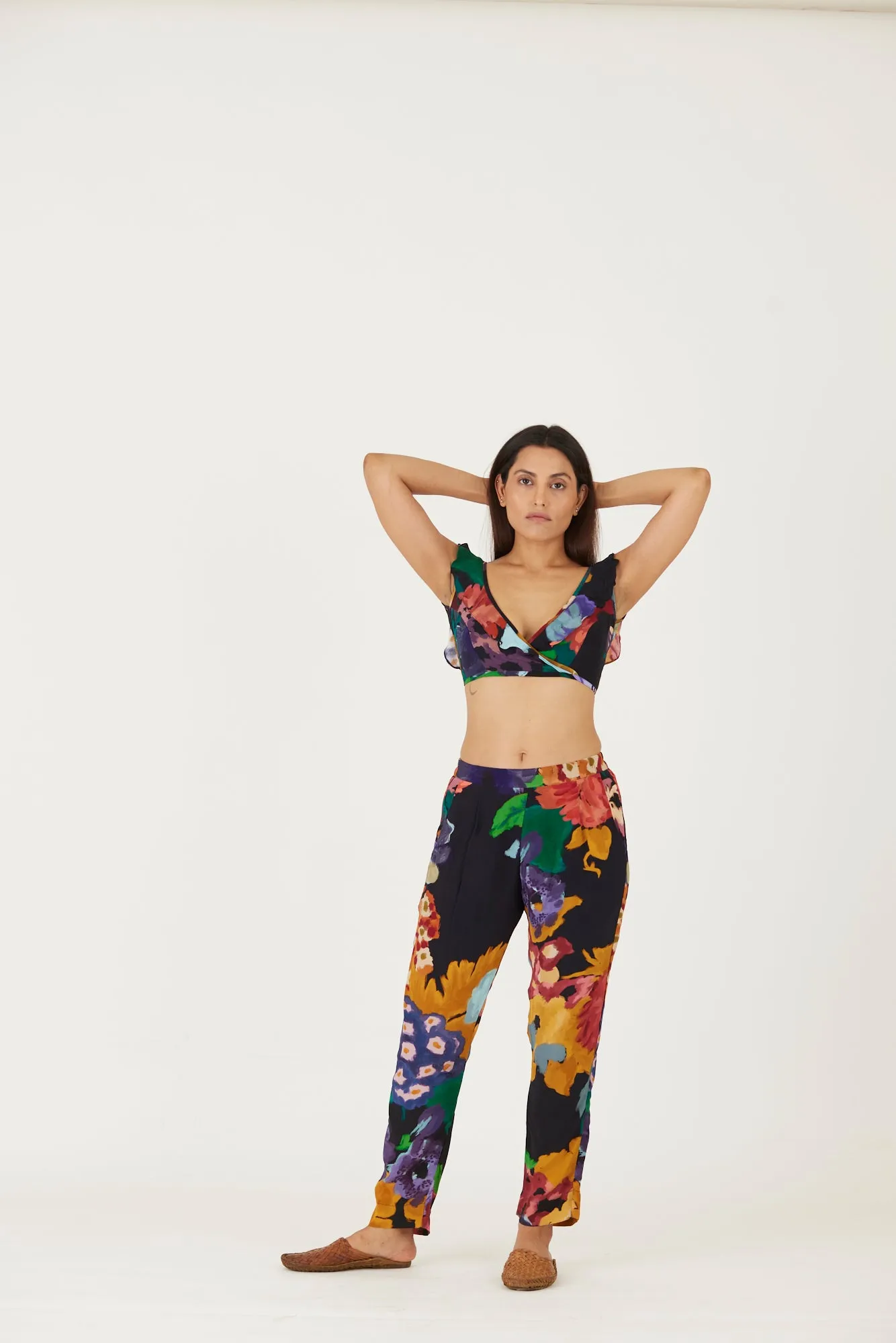 New Season Fall 24/Summer 25-Bralette & Pants Set-Crepe-Farah Black-YAMLS05-Fashion Edit Yam
