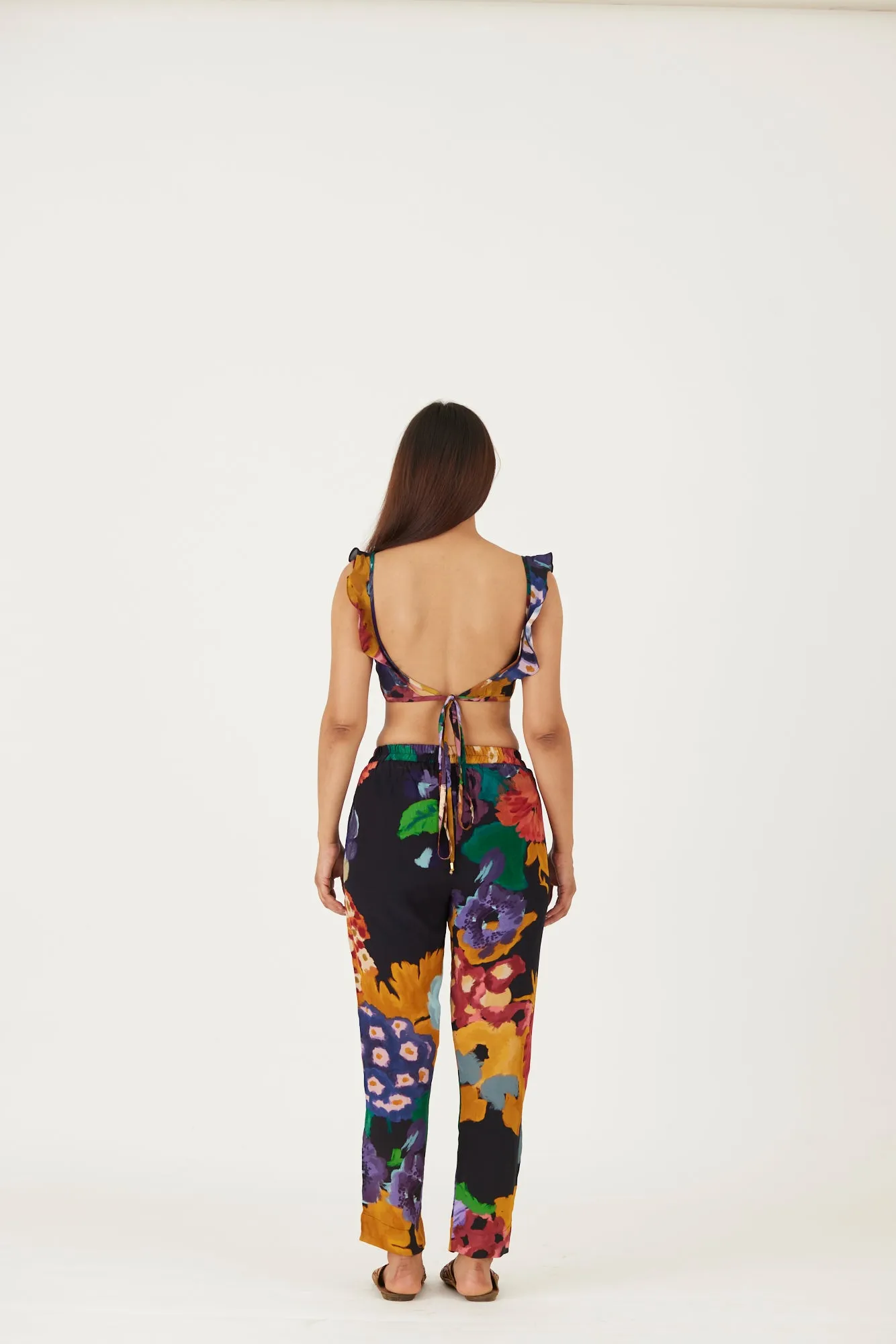 New Season Fall 24/Summer 25-Bralette & Pants Set-Crepe-Farah Black-YAMLS05-Fashion Edit Yam
