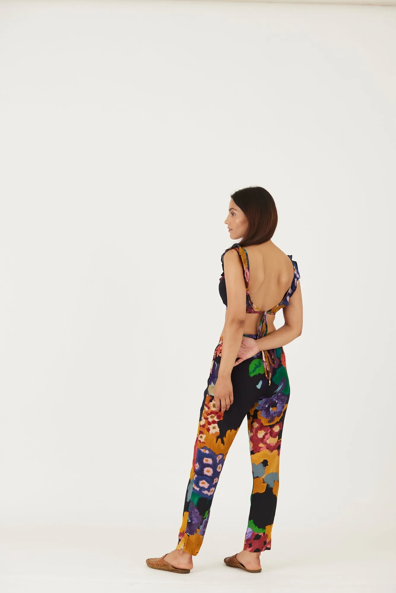 New Season Fall 24/Summer 25-Bralette & Pants Set-Crepe-Farah Black-YAMLS05-Fashion Edit Yam