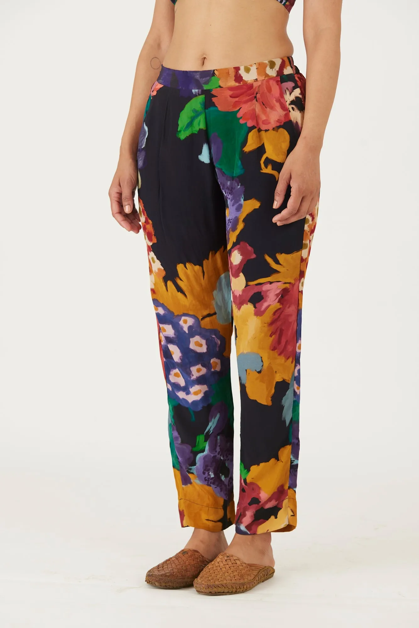 New Season Fall 24/Summer 25-Bralette & Pants Set-Crepe-Farah Black-YAMLS05-Fashion Edit Yam