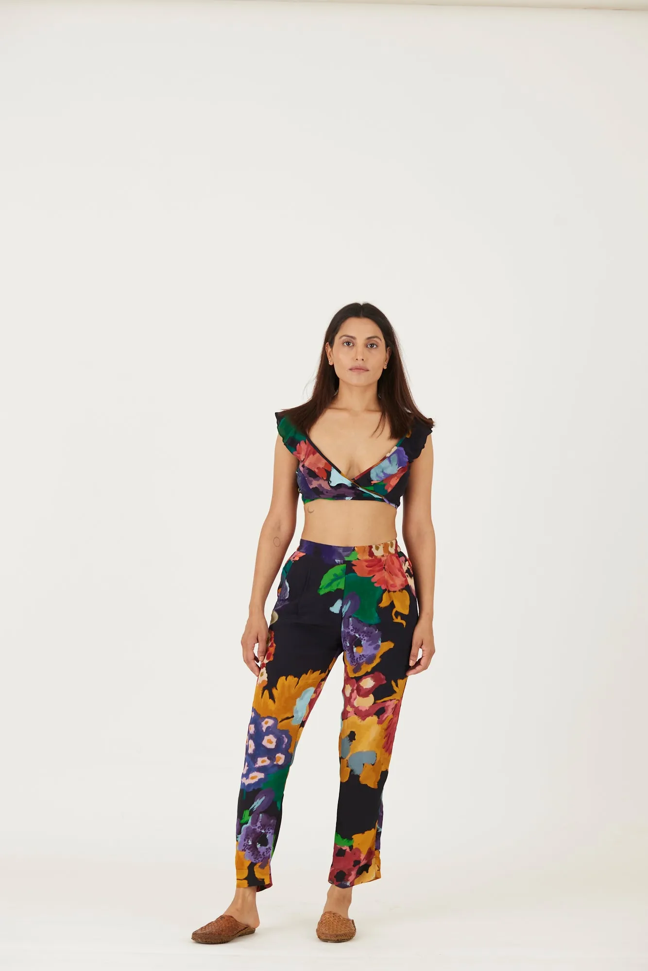 New Season Fall 24/Summer 25-Bralette & Pants Set-Crepe-Farah Black-YAMLS05-Fashion Edit Yam