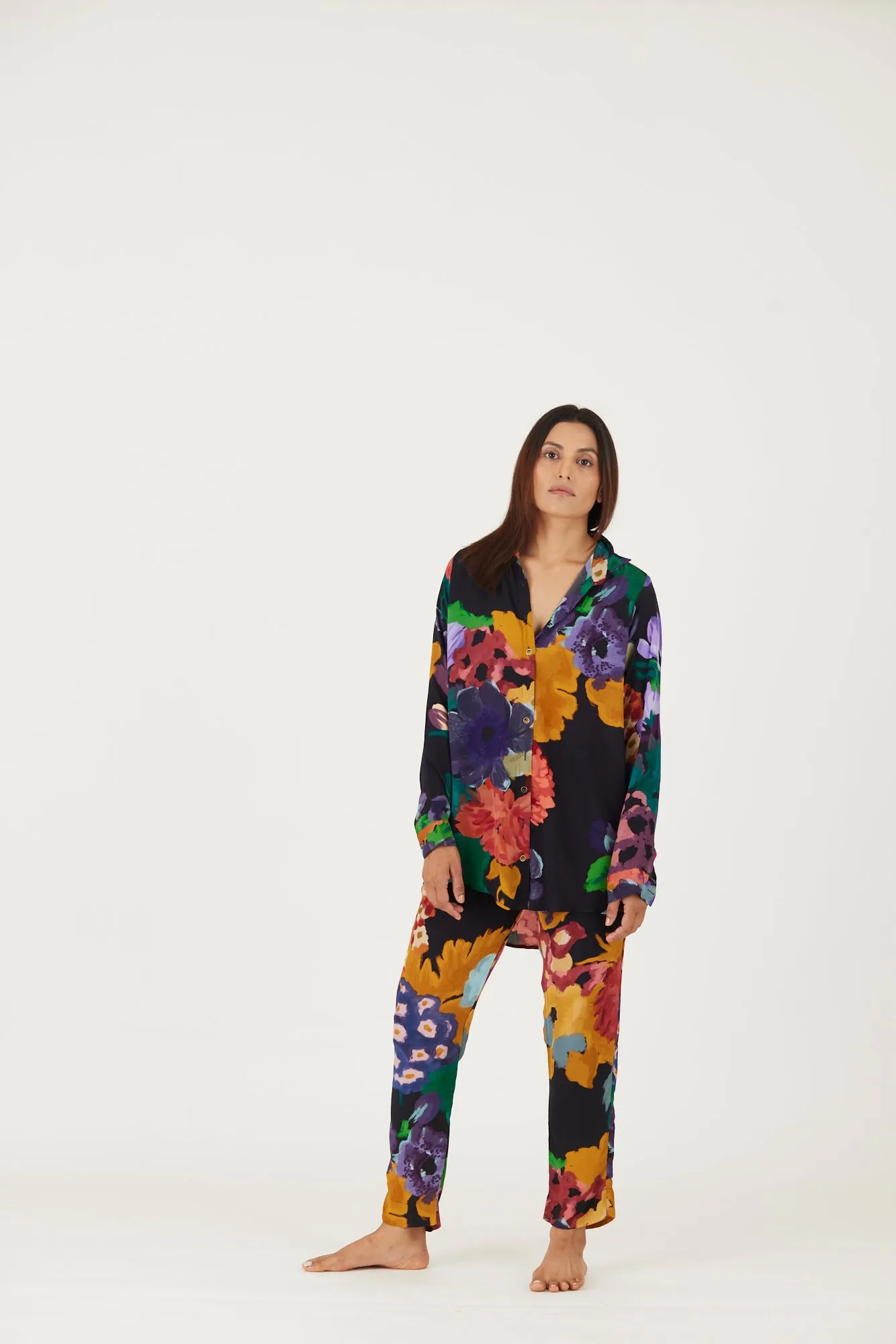 New Season Fall 24/Summer 25-Coord Set-Crepe-Farah Black-YAMLS04-Fashion Edit Yam