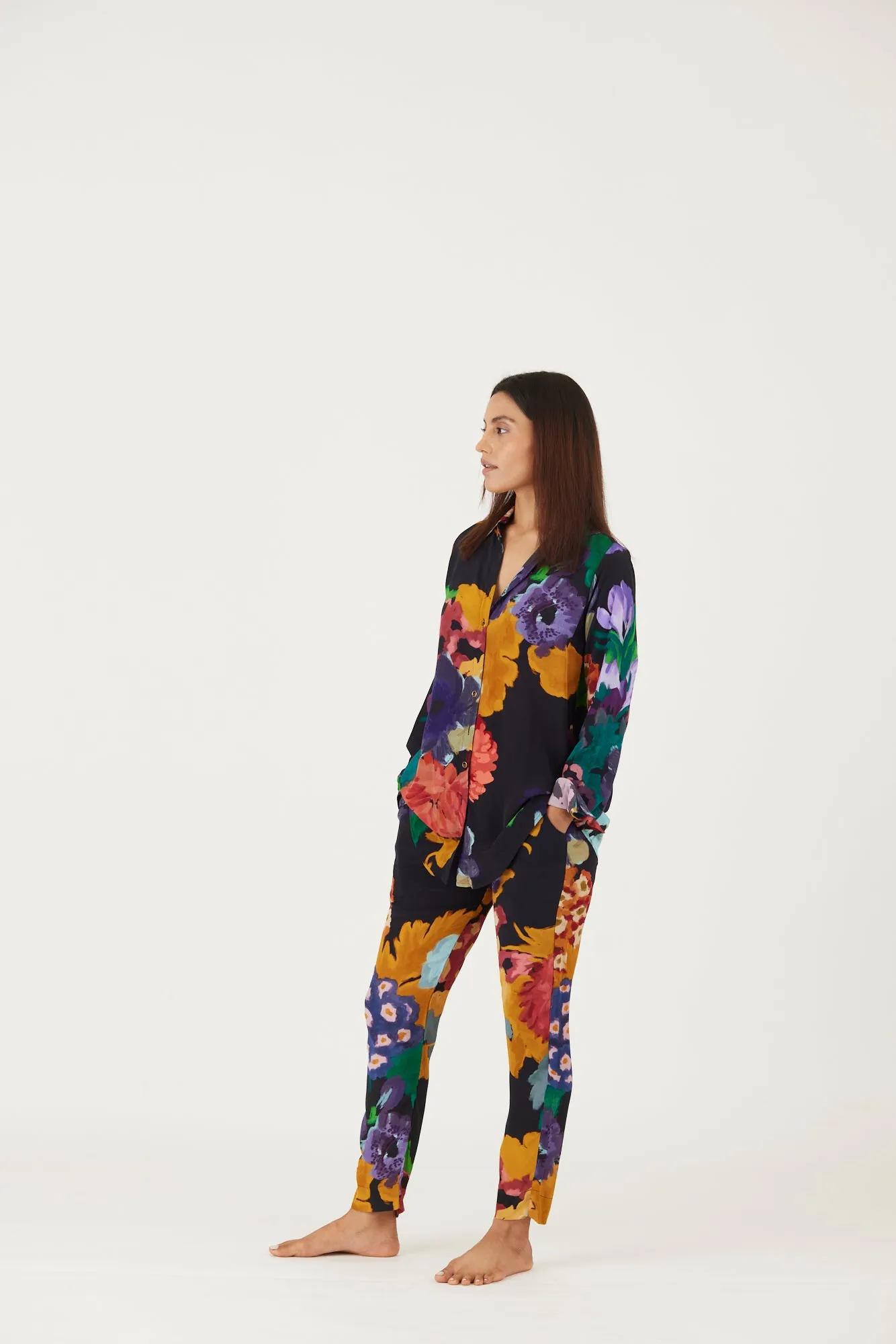 New Season Fall 24/Summer 25-Coord Set-Crepe-Farah Black-YAMLS04-Fashion Edit Yam
