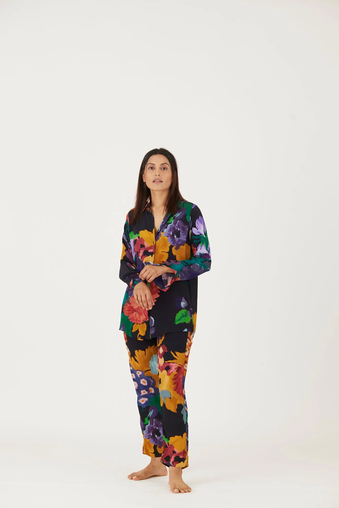 New Season Fall 24/Summer 25-Coord Set-Crepe-Farah Black-YAMLS04-Fashion Edit Yam