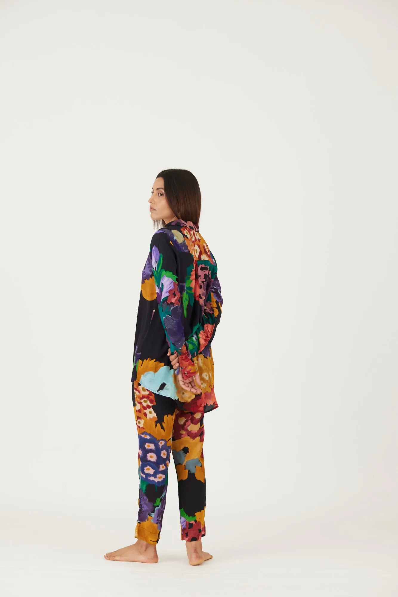 New Season Fall 24/Summer 25-Coord Set-Crepe-Farah Black-YAMLS04-Fashion Edit Yam