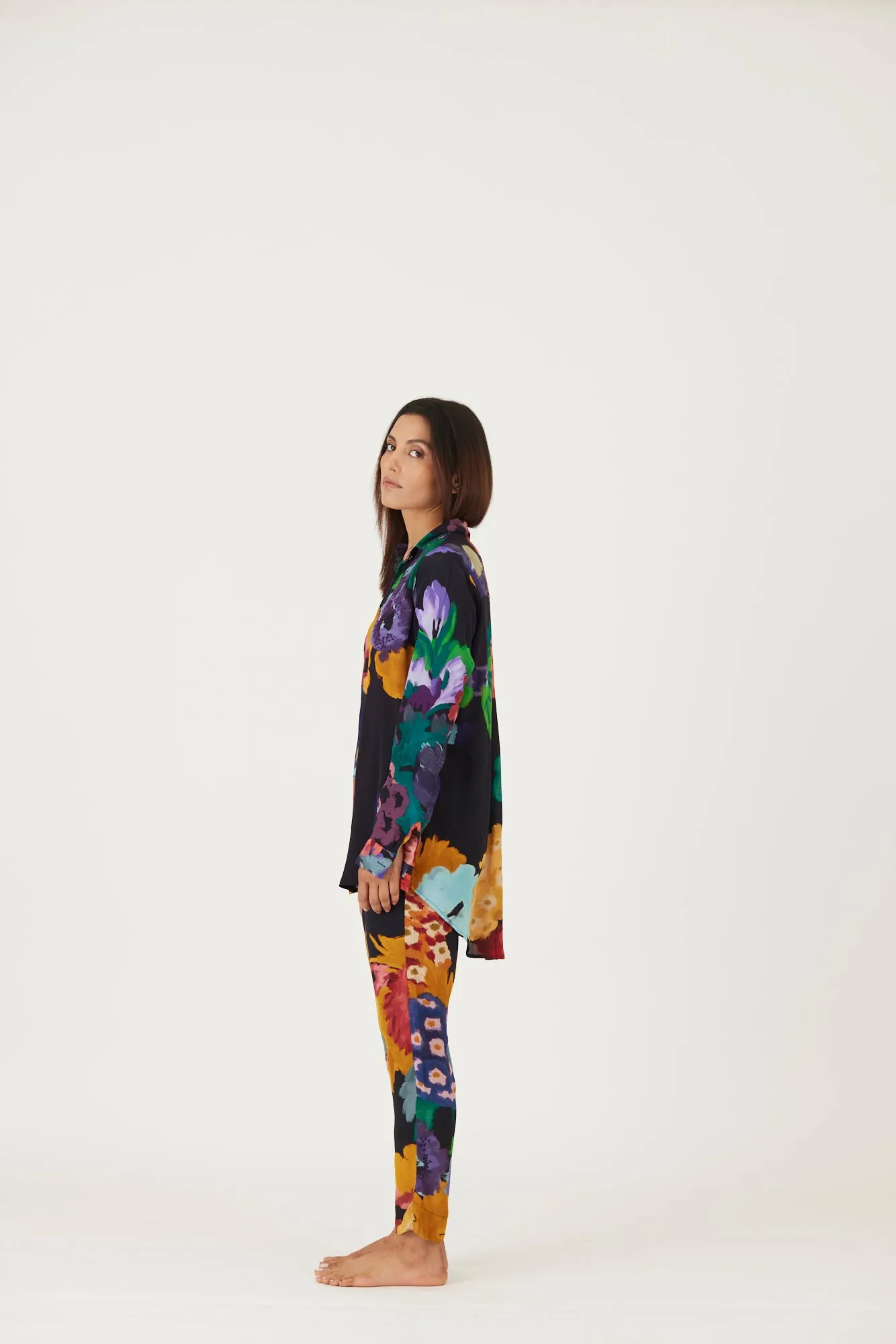 New Season Fall 24/Summer 25-Coord Set-Crepe-Farah Black-YAMLS04-Fashion Edit Yam