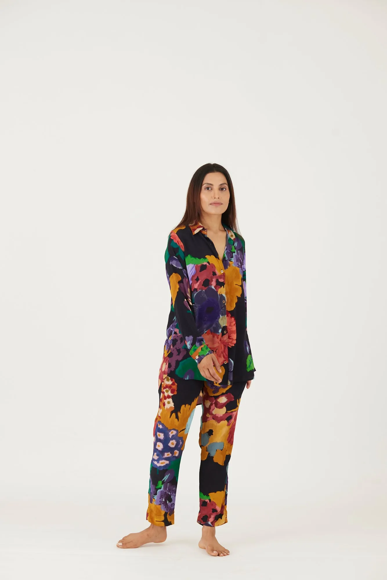 New Season Fall 24/Summer 25-Coord Set-Crepe-Farah Black-YAMLS04-Fashion Edit Yam
