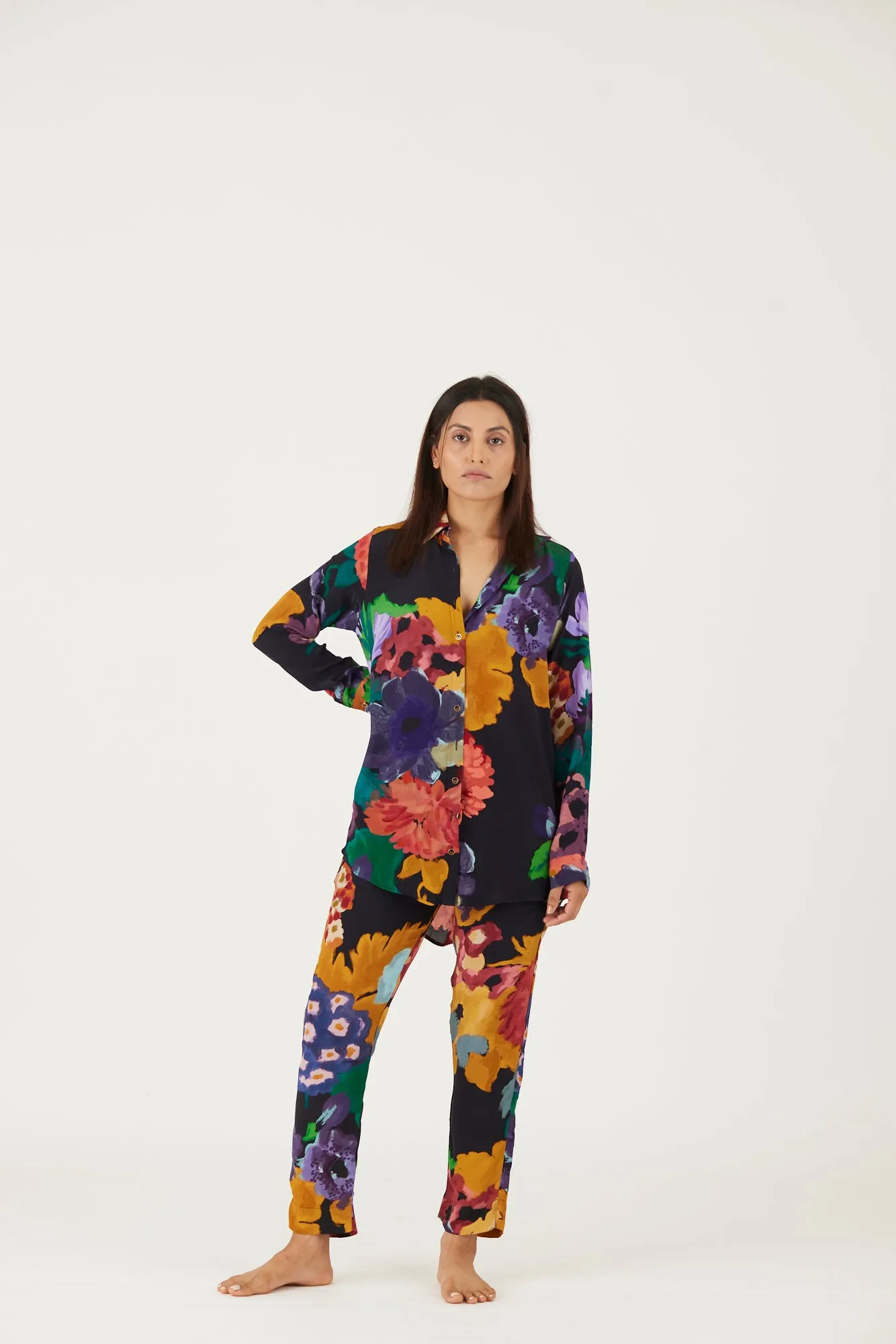 New Season Fall 24/Summer 25-Coord Set-Crepe-Farah Black-YAMLS04-Fashion Edit Yam