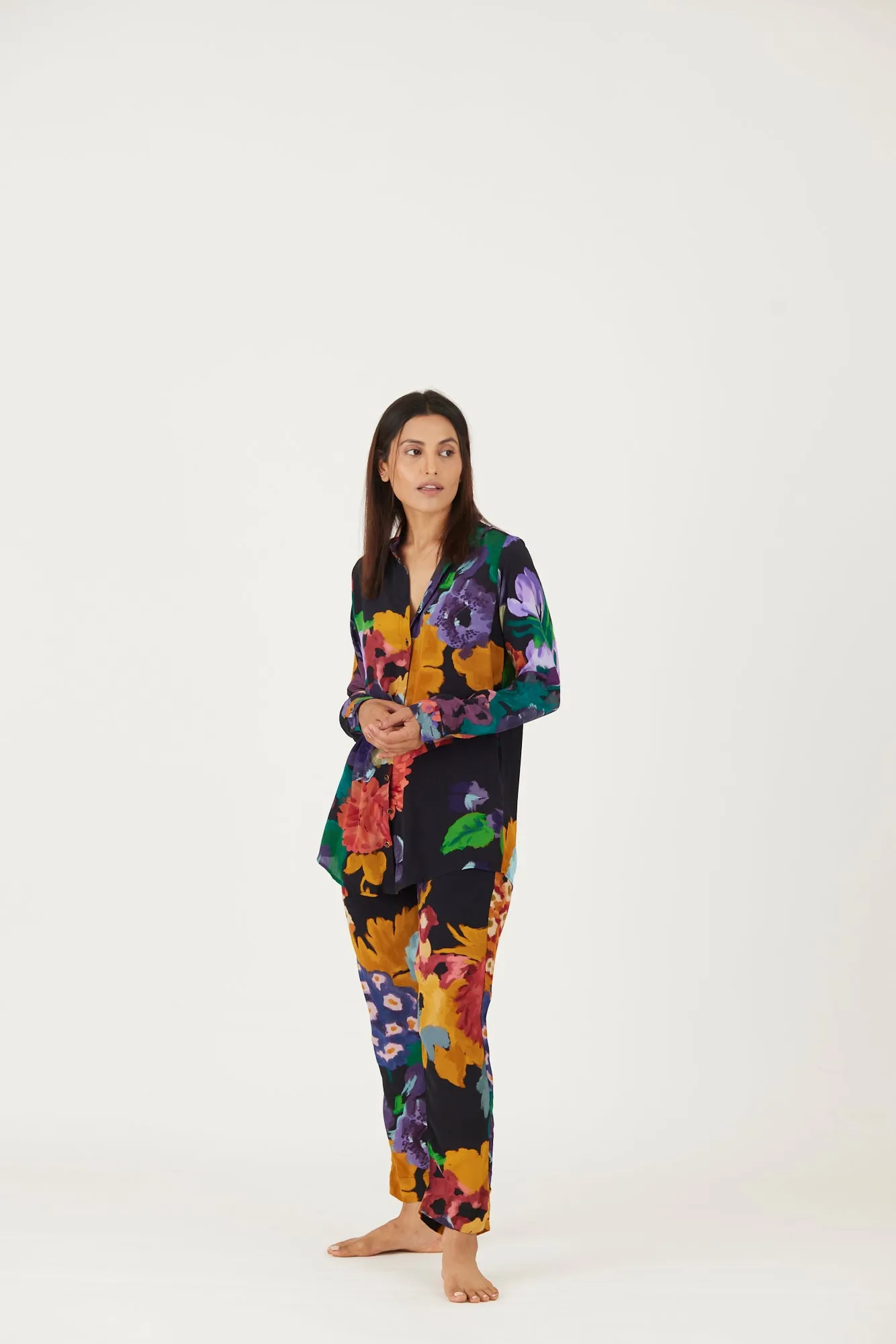 New Season Fall 24/Summer 25-Coord Set-Crepe-Farah Black-YAMLS04-Fashion Edit Yam