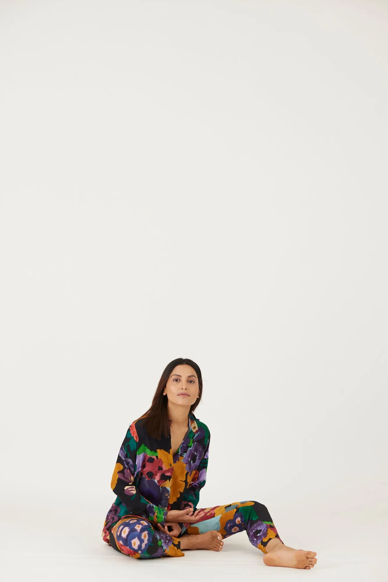 New Season Fall 24/Summer 25-Coord Set-Crepe-Farah Black-YAMLS04-Fashion Edit Yam
