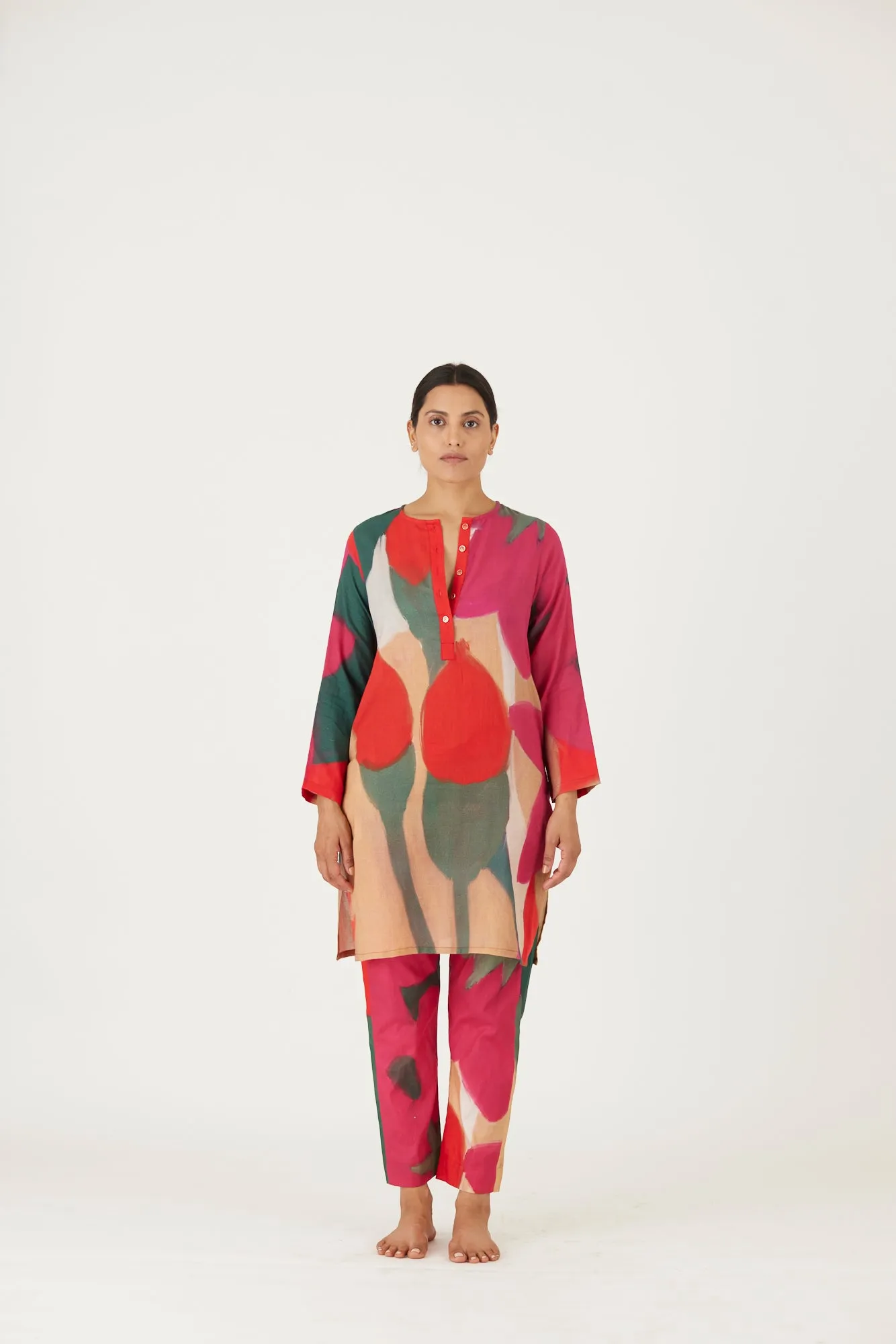 New Season Fall 24/Summer 25-Coord Set-Twill-Lei Lani Red-YAMLS31-Fashion Edit Yam