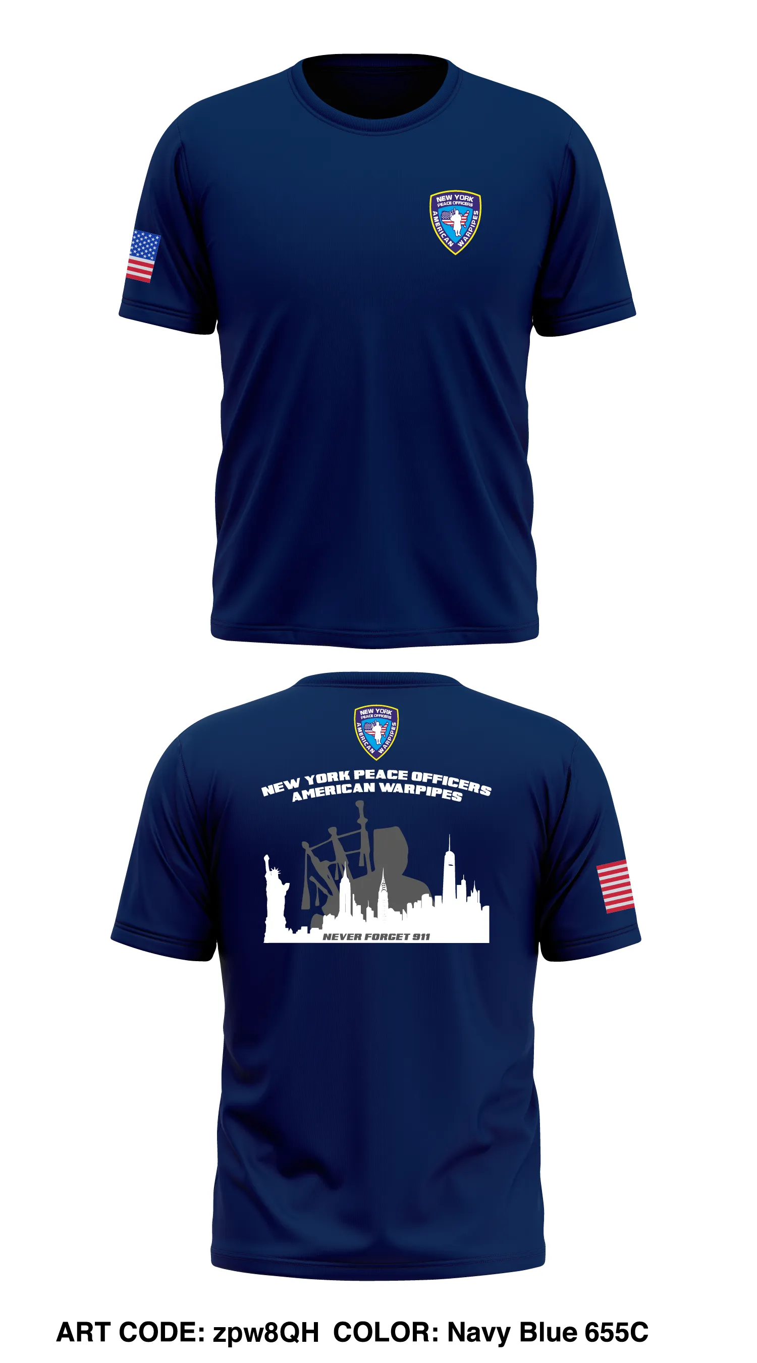 NEW YORK PEACE OFFICERS AMERICAN WARPIPES  Store 1 Core Men's SS Performance Tee - zpw8QH