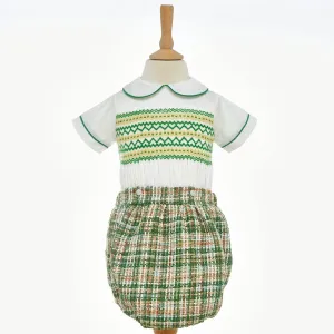 Ocean Baby Boys Smocked Green Tweed Buster Suit (NB-3Yrs)