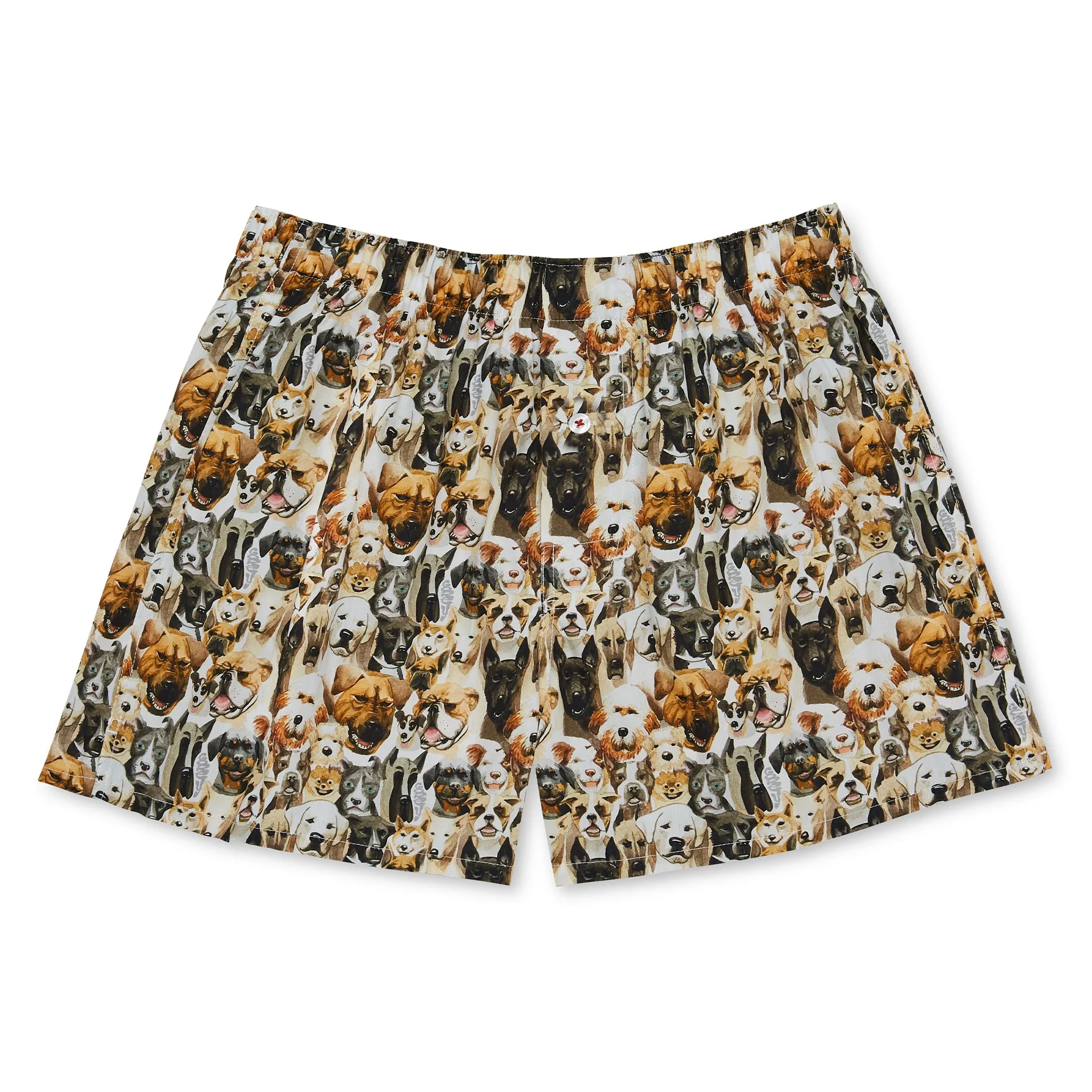 Organic Cotton Watercolor Dogs Boxer Shorts - White