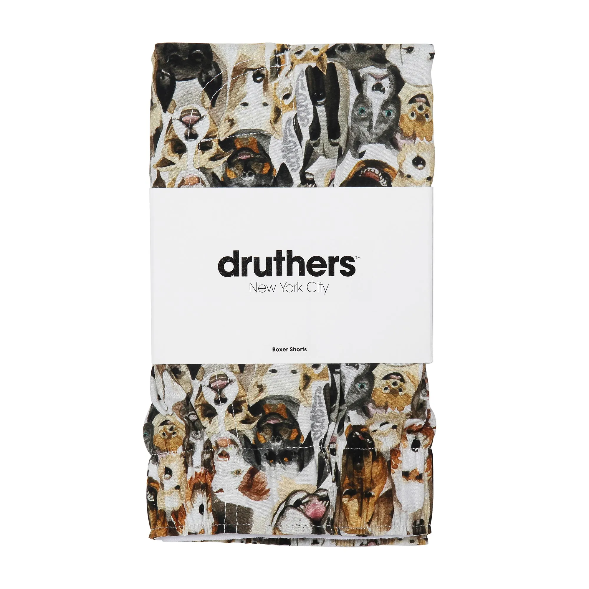 Organic Cotton Watercolor Dogs Boxer Shorts - White
