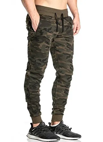 Peppyzone Men's Camouflage Regular Fit Track Pant (L, Dark Green)