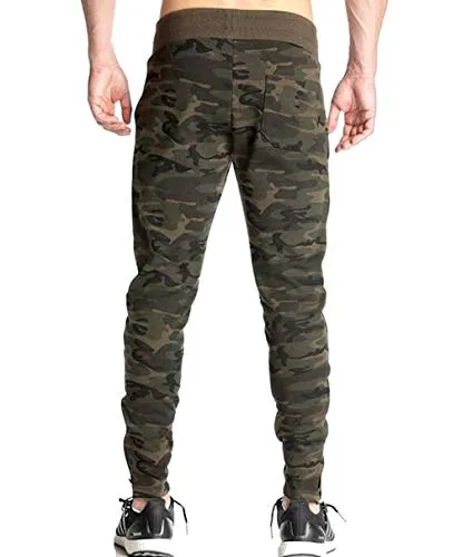 Peppyzone Men's Camouflage Regular Fit Track Pant (L, Dark Green)