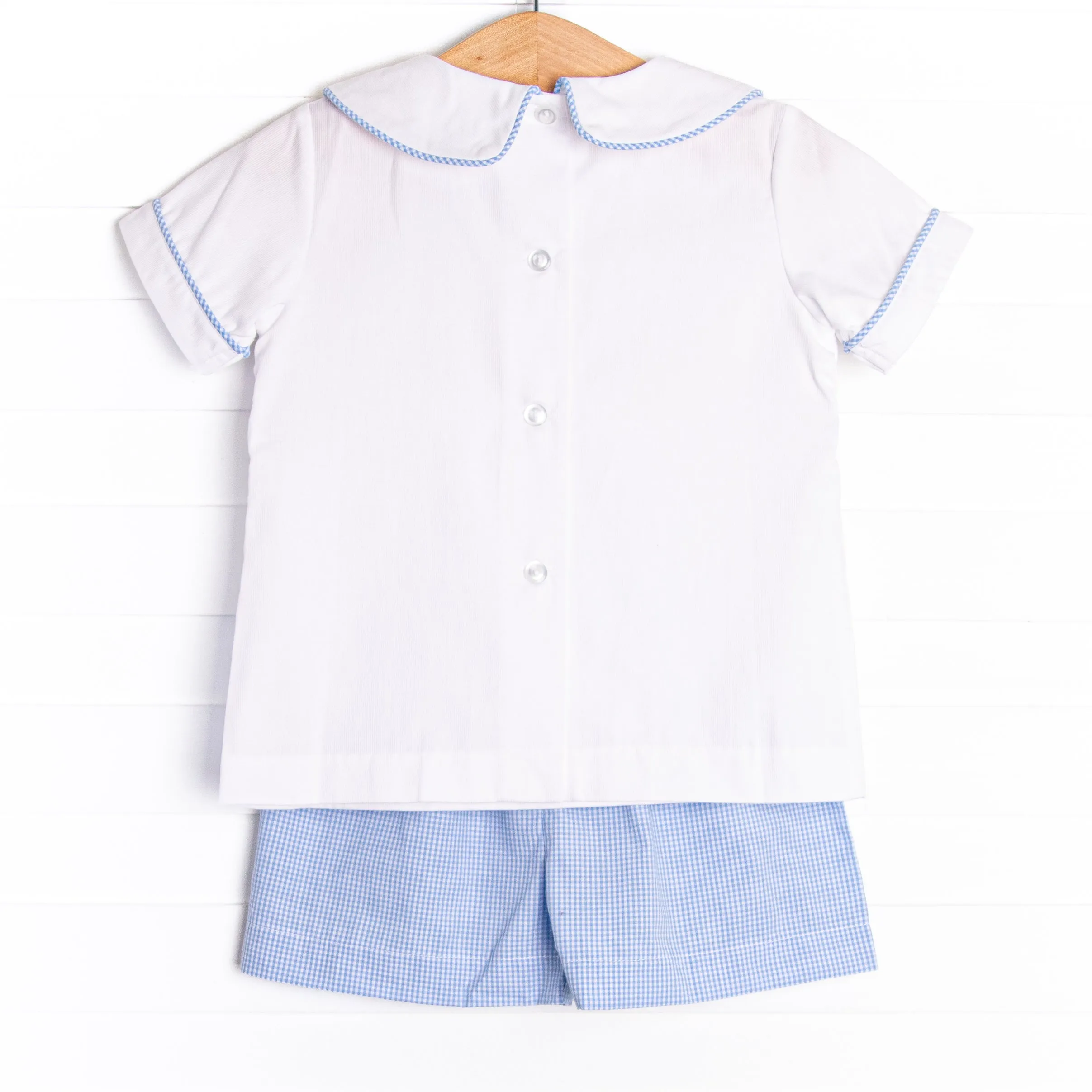 Peter Cottontail Smocked Short Set, Blue