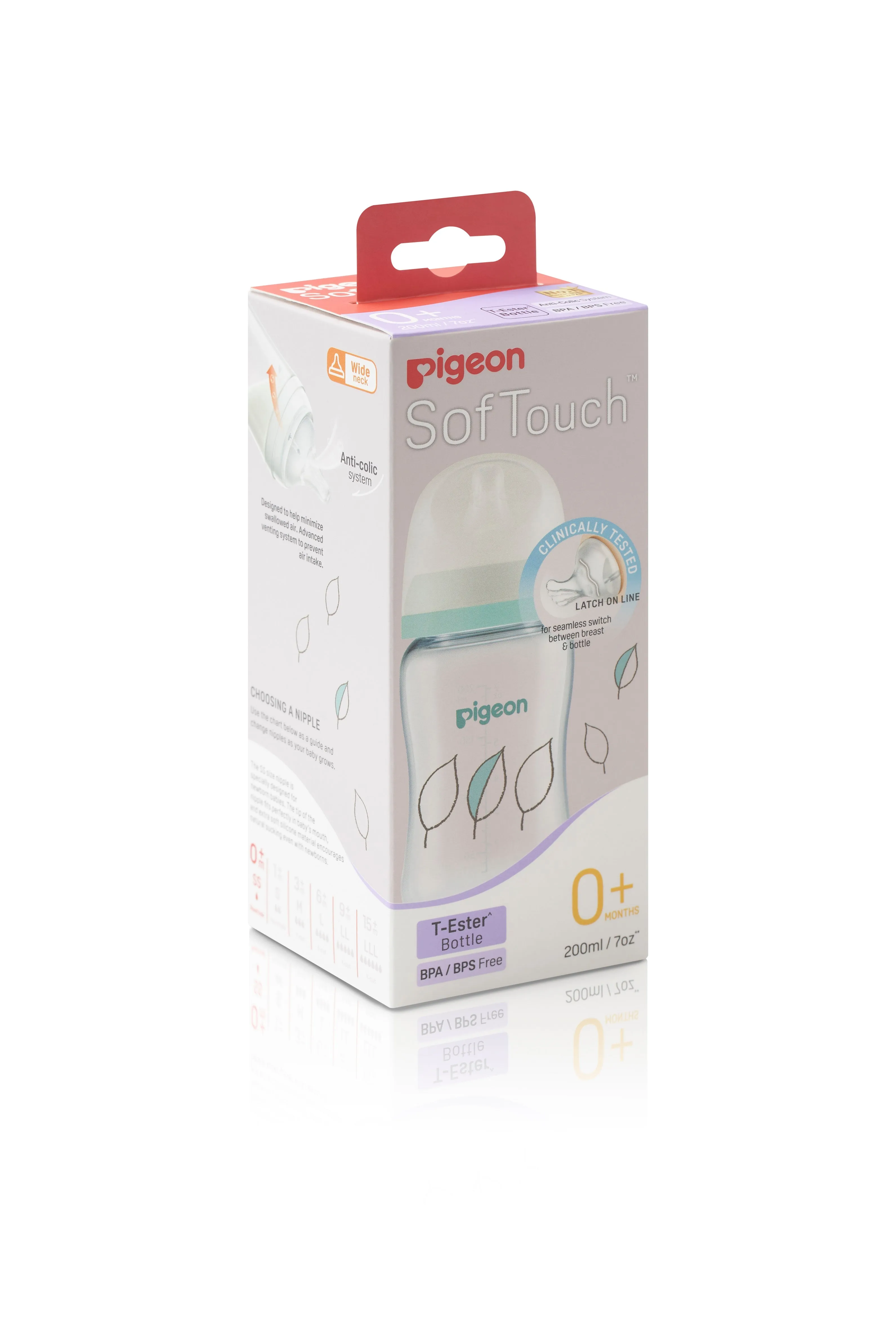 Pigeon Softouch 3 Nursing Wide Neck Bottle T-ester 200ml - Leaf
