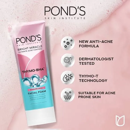 Pond'S Bright Miracle Ultimate Acne Solution THYMO-BHA Facial Foam 100g