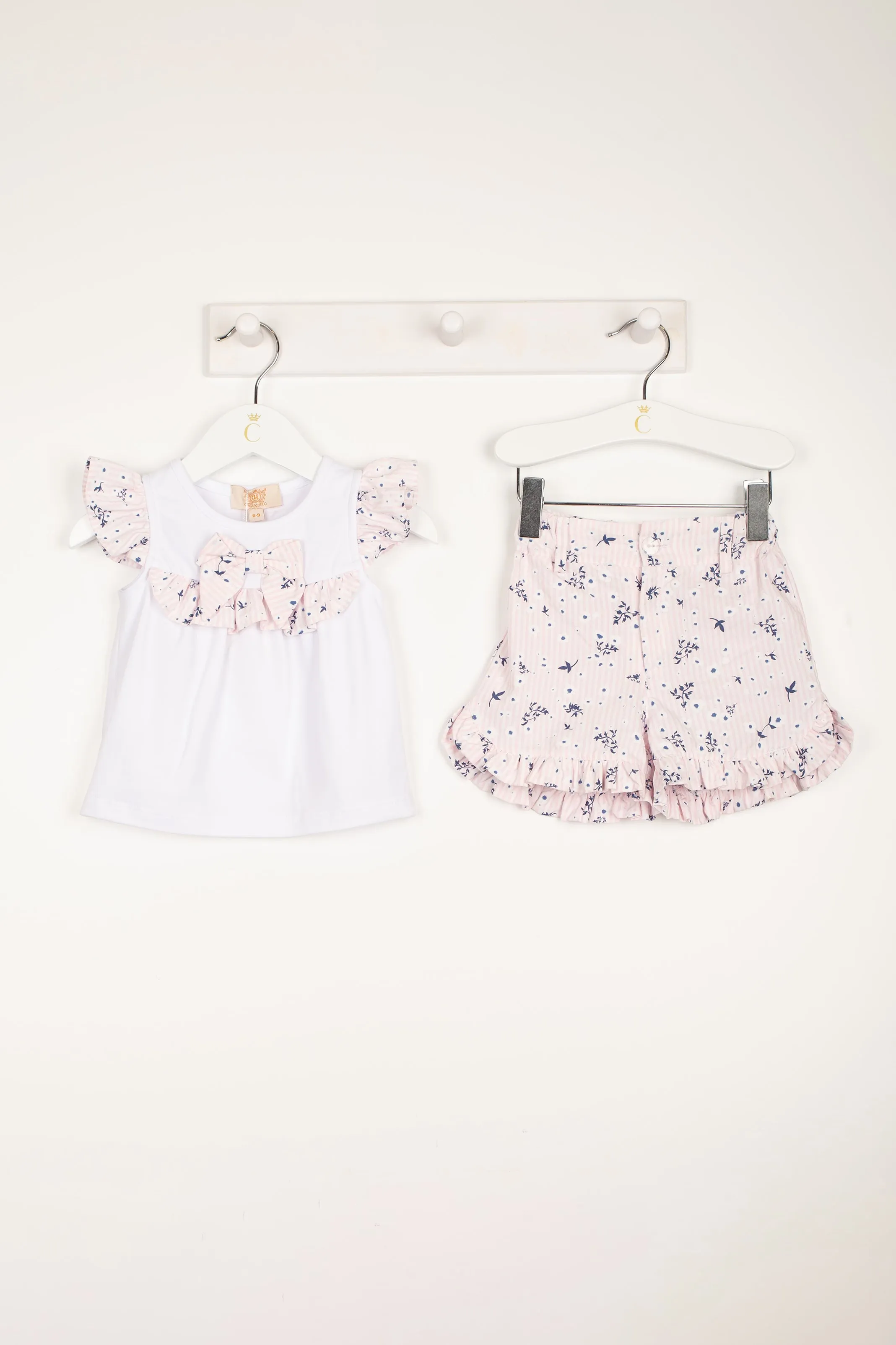 "Ava" Pink Floral Top & Shorts