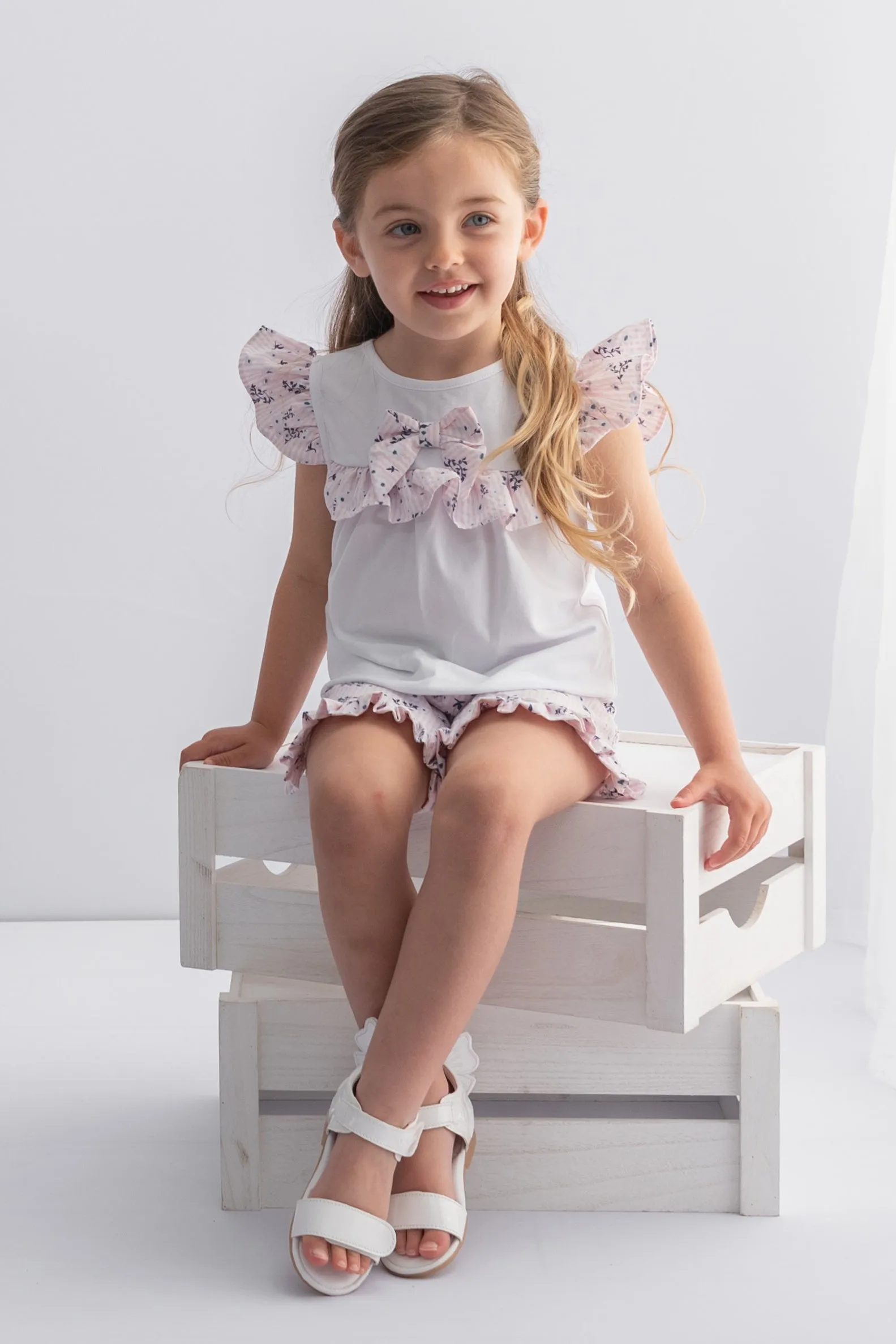 "Ava" Pink Floral Top & Shorts