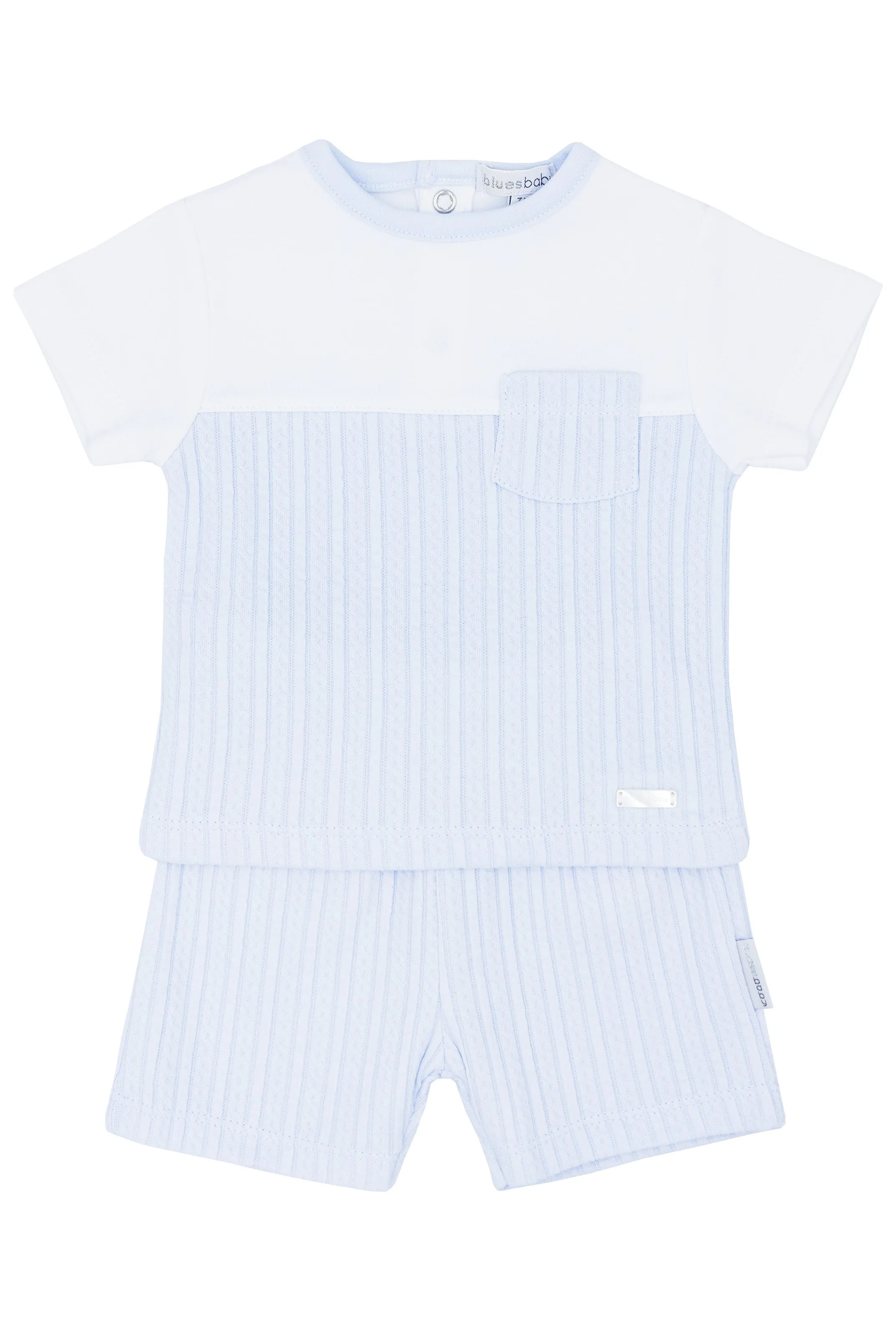 "Calvin" Baby Blue Cable Knit T-Shirt & Shorts