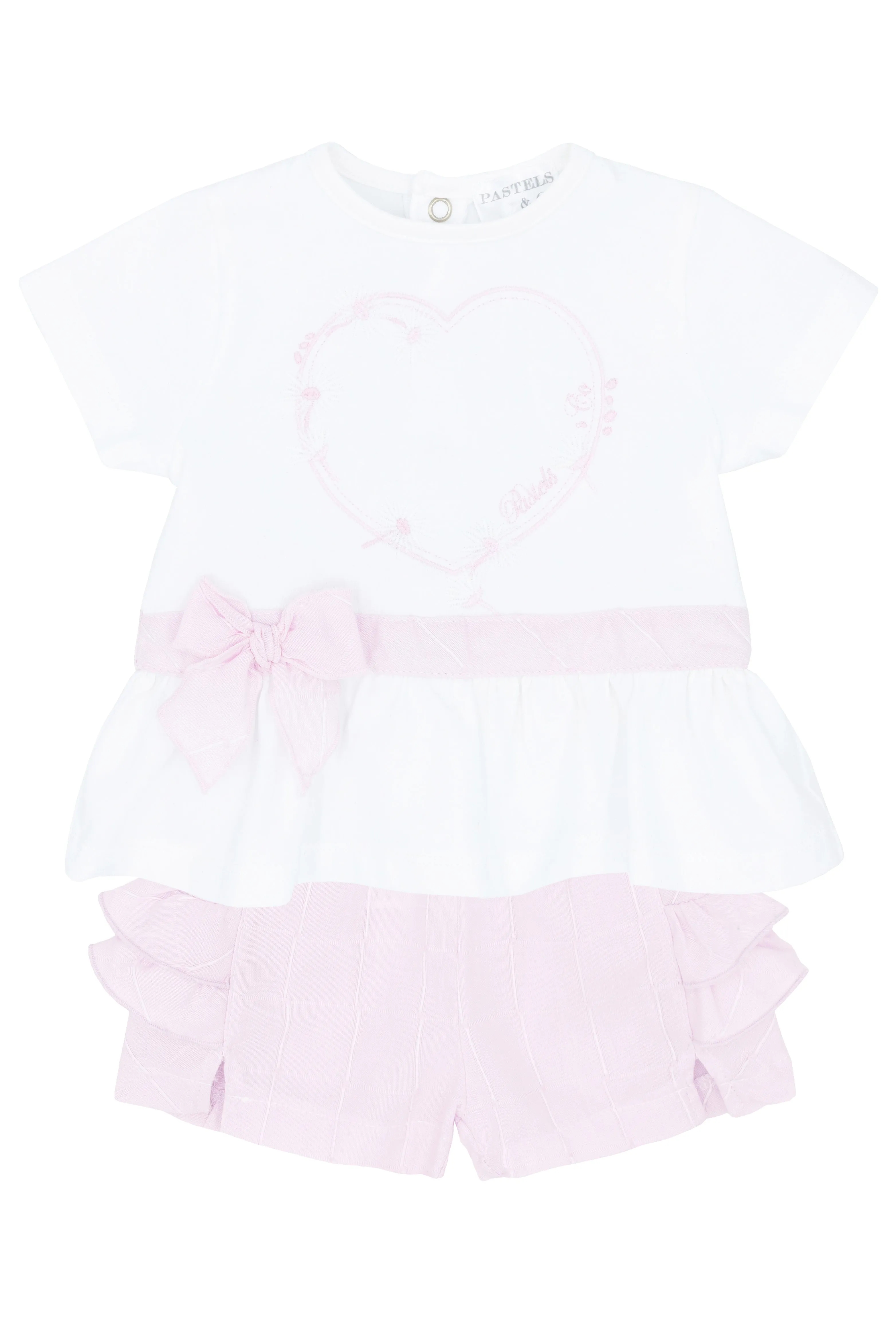 "Caroline" White & Pink Blouse & Shorts
