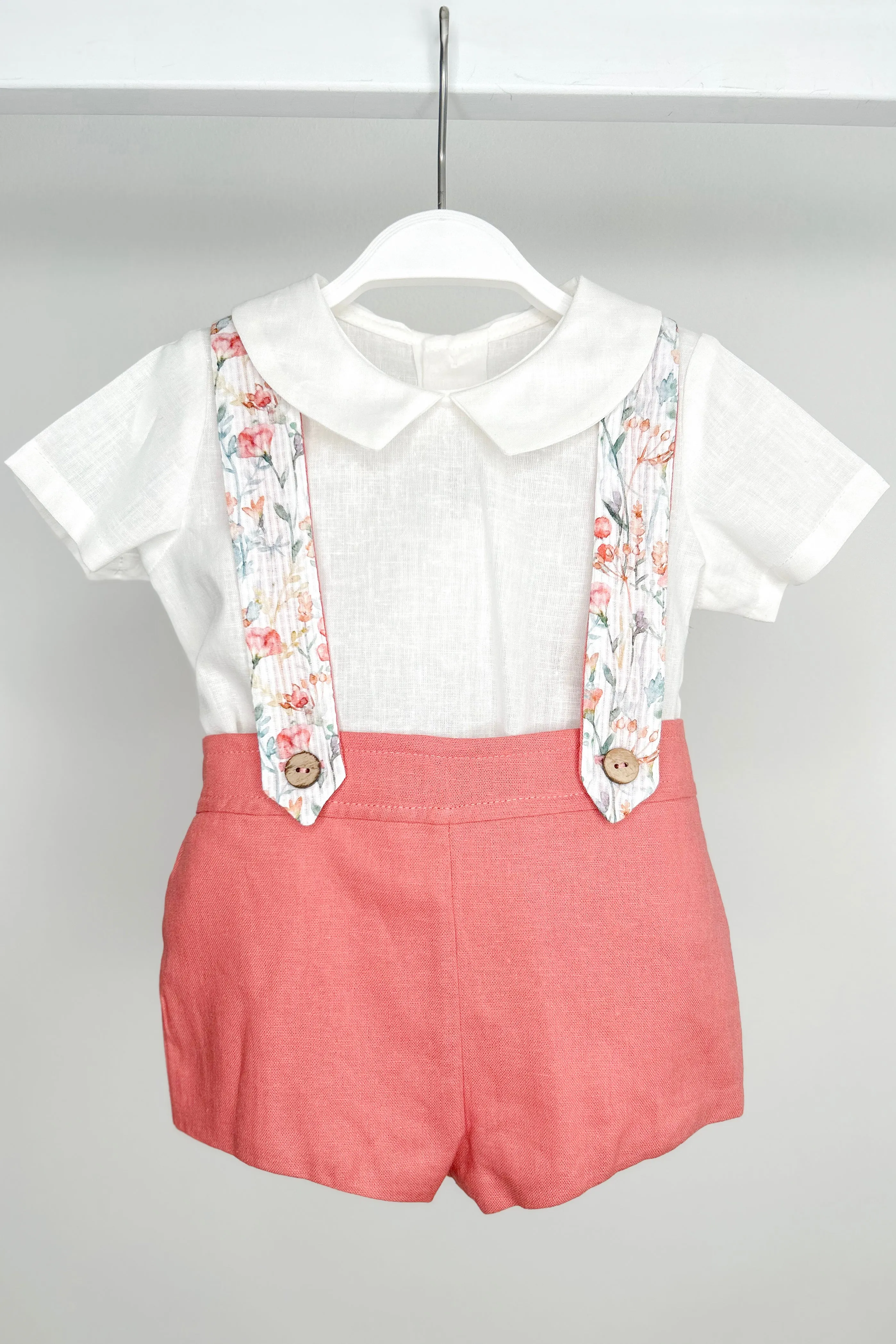 "Marco" Shirt, Coral Shorts & Floral Braces
