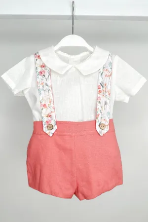"Marco" Shirt, Coral Shorts & Floral Braces