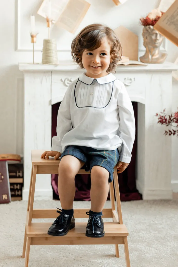 "Seth" Bottle Green Tartan Shirt & Shorts