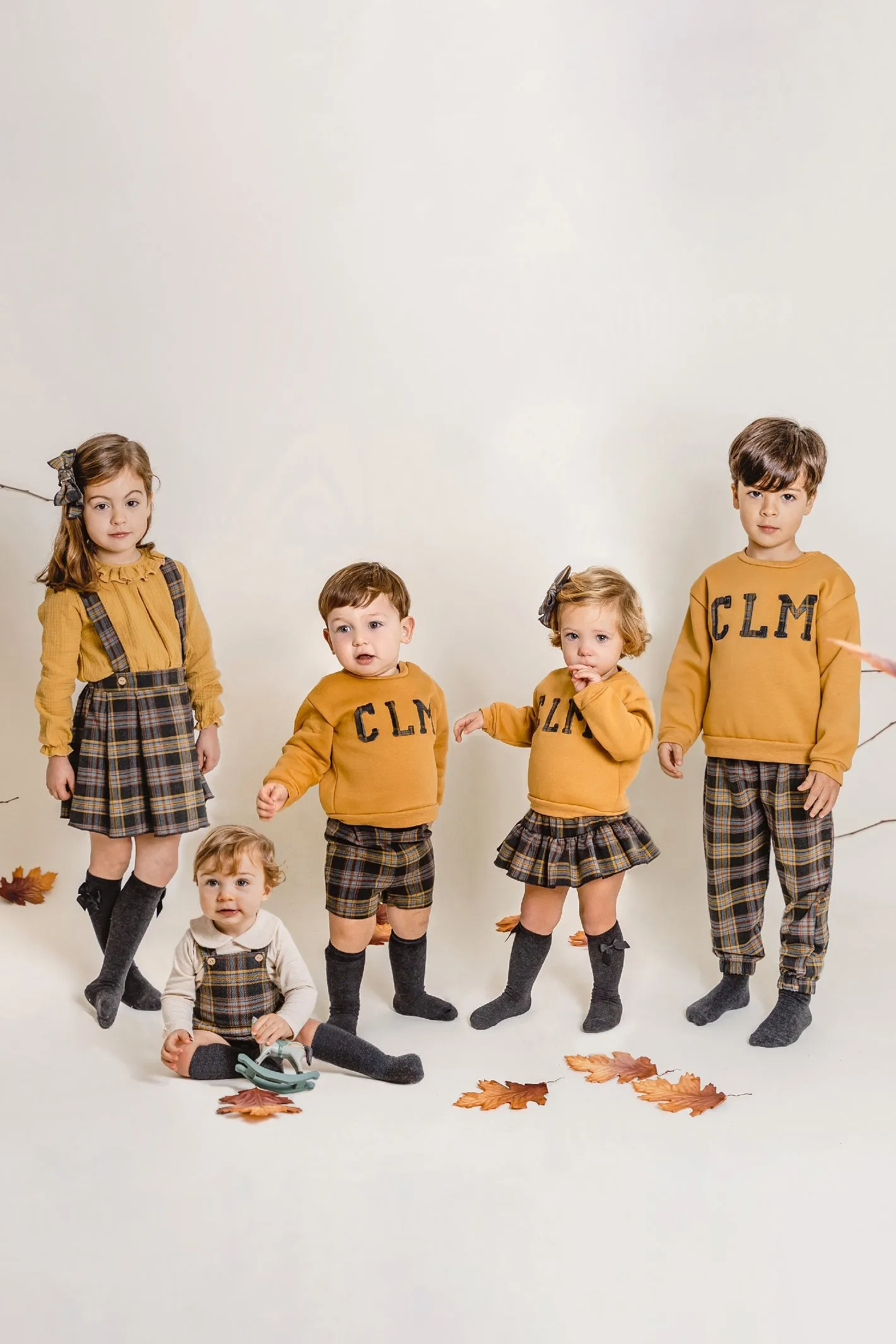 "Sonny" Mustard Varsity Sweatshirt & Tartan Shorts