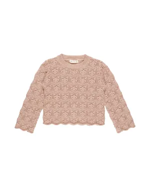 RYLEE   CRU Crochet Knit Pullover || Rose