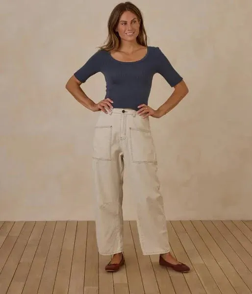 SALE - RYLEE   CRU BARREL PANT | NATURAL
