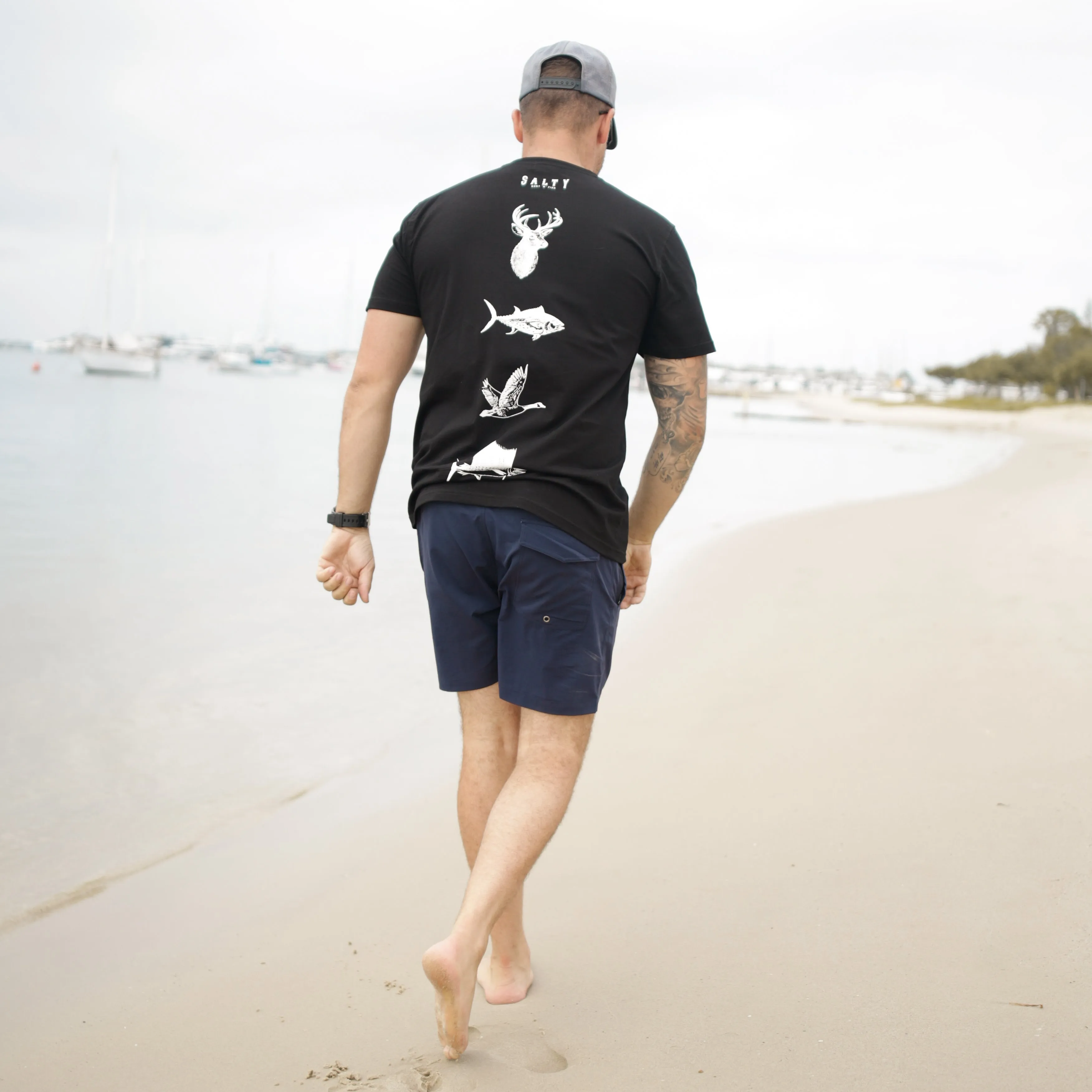 Salty Hunt 'n' Fish Staple Tee - Pitch Black