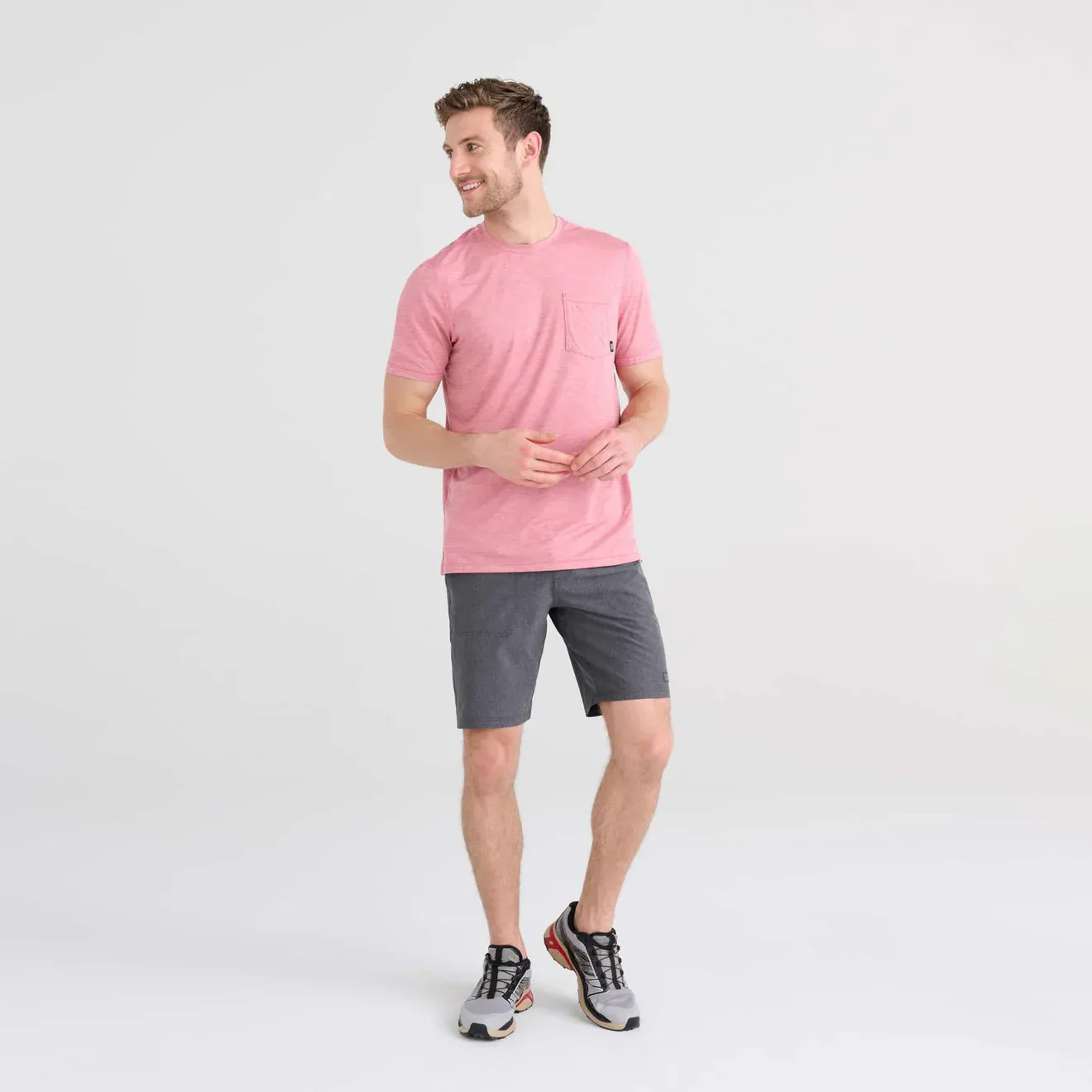 Saxx Mens Land To Sand 2N1 Hybrid 9" Short - Black Shade Heather