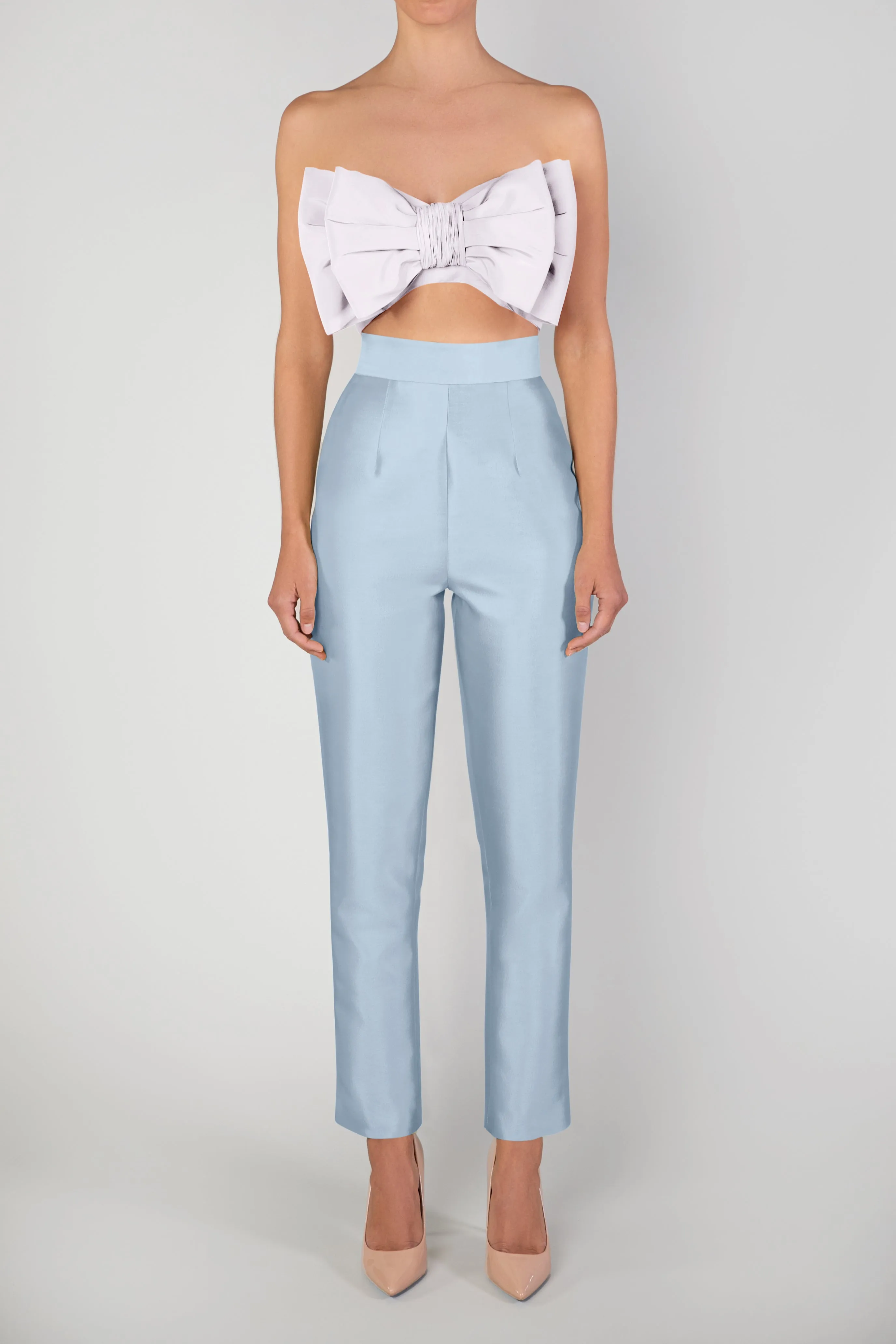 Silk and Wool Cigarette Pants with Convertible Skirt
