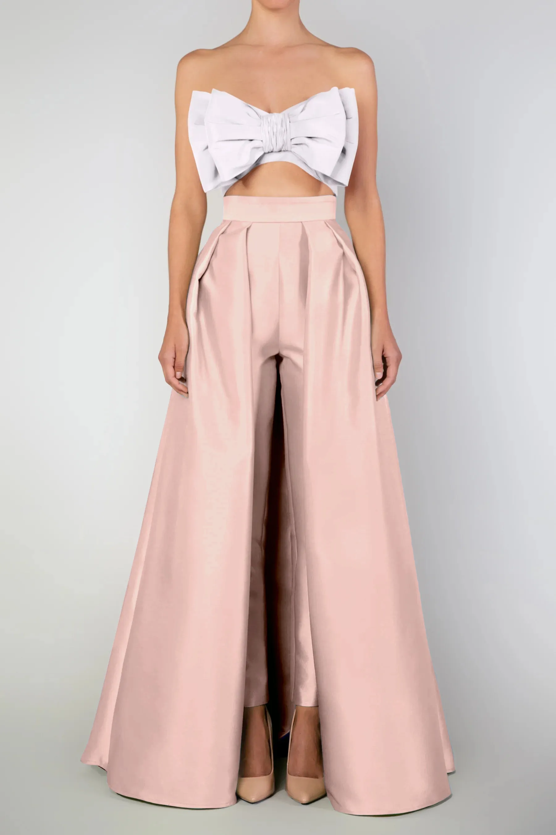 Silk and Wool Cigarette Pants with Convertible Skirt