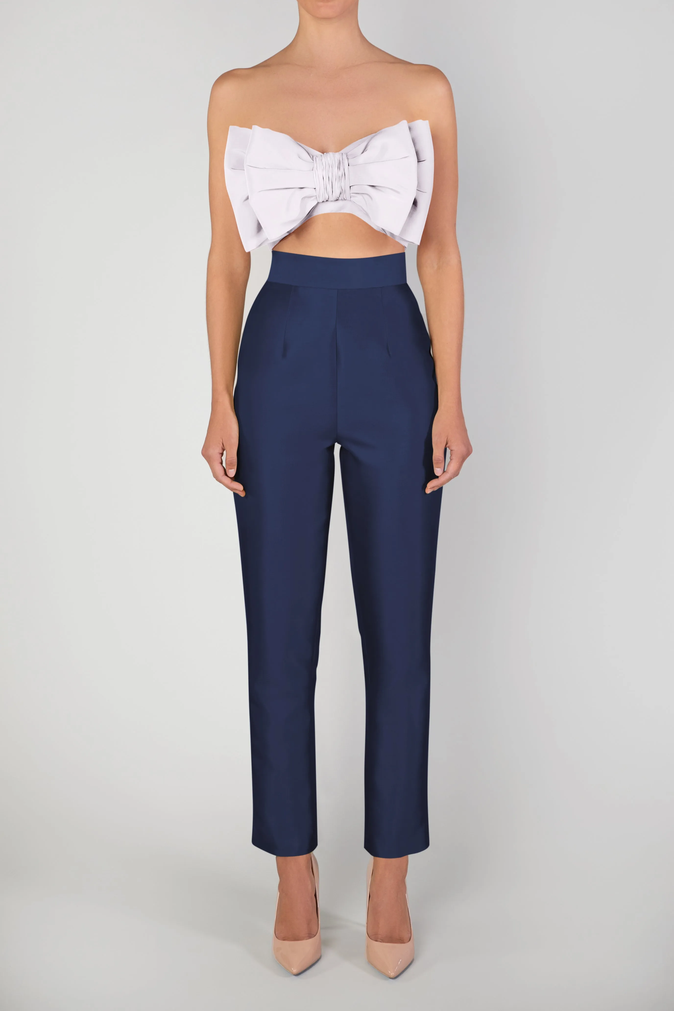 Silk and Wool Cigarette Pants with Convertible Skirt