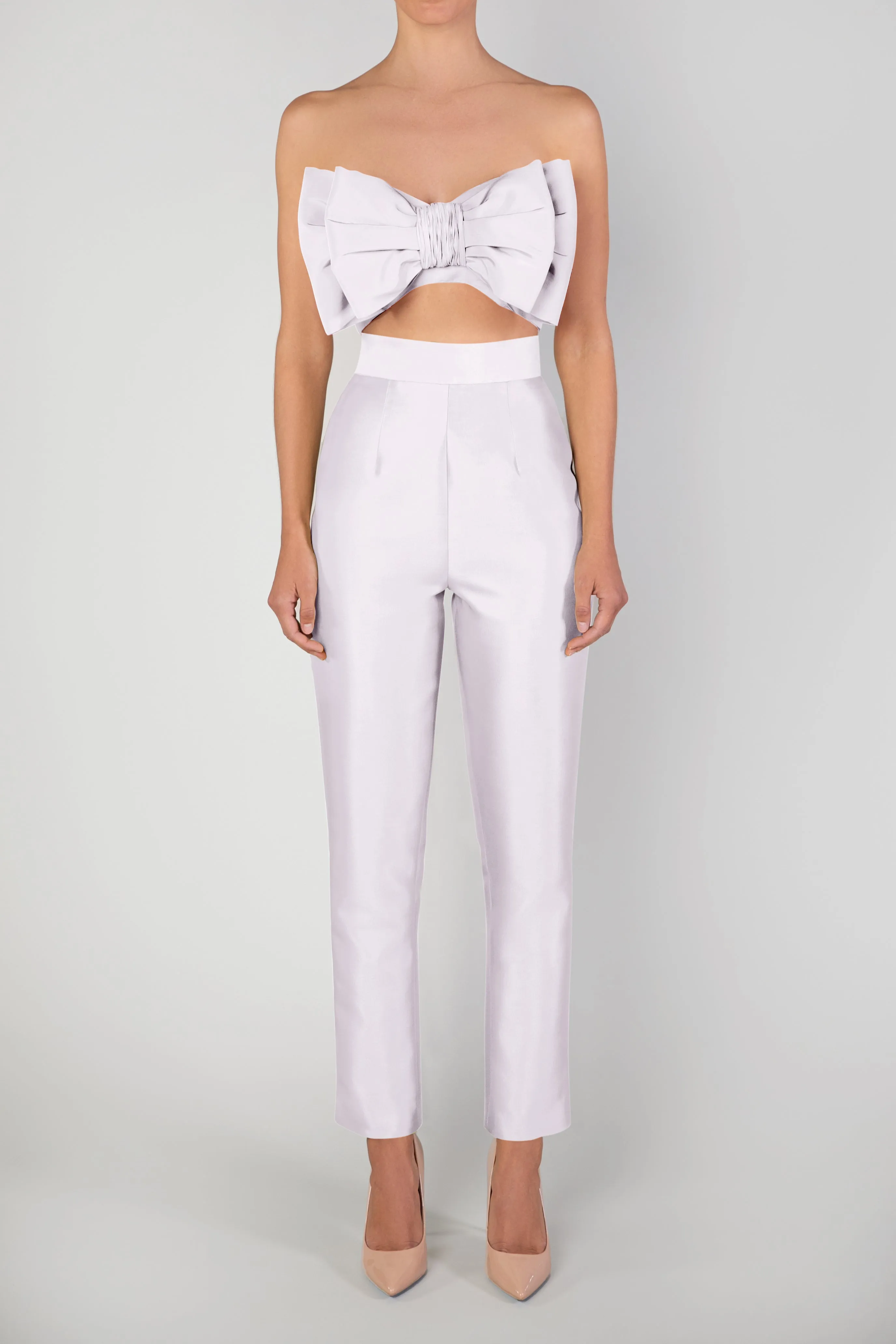 Silk and Wool Cigarette Pants with Convertible Skirt