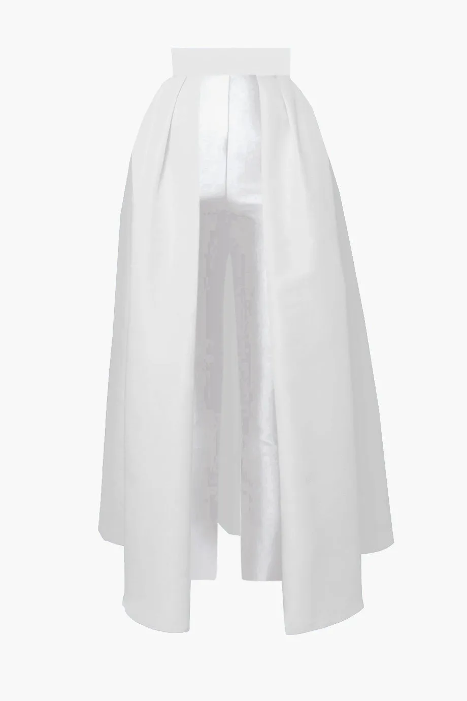 Silk and Wool Cigarette Pants with Silk Faille Convertible Skirt