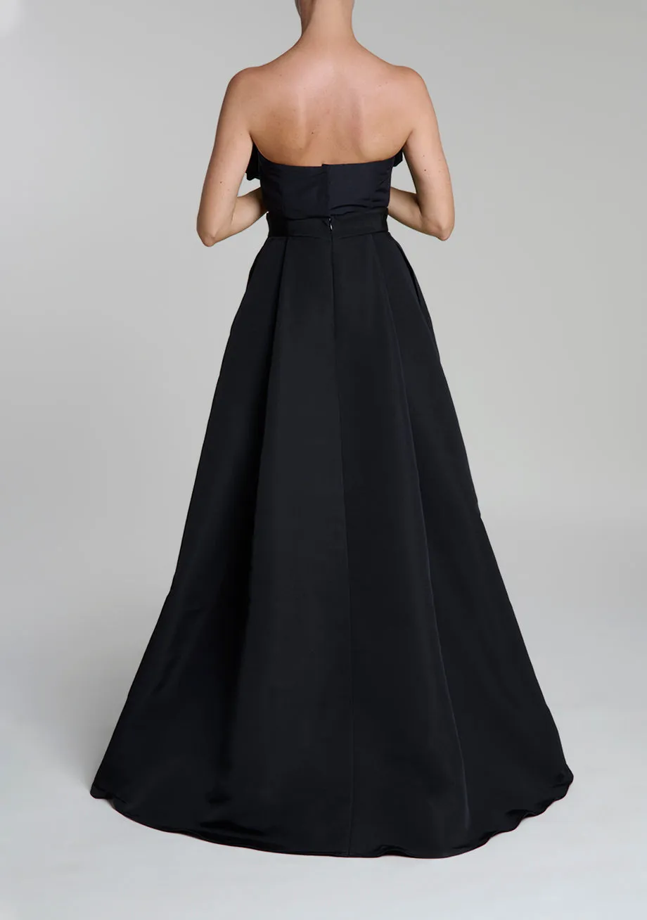 Silk and Wool Cigarette Pants with Silk Faille Convertible Skirt